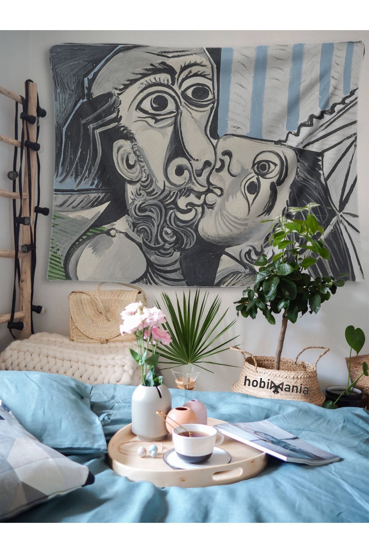 Hobimania Duvar Örtüsü Tapestry Pablo Picasso The Kiss 150x200 Cm Duvar Dekorasyon Moda