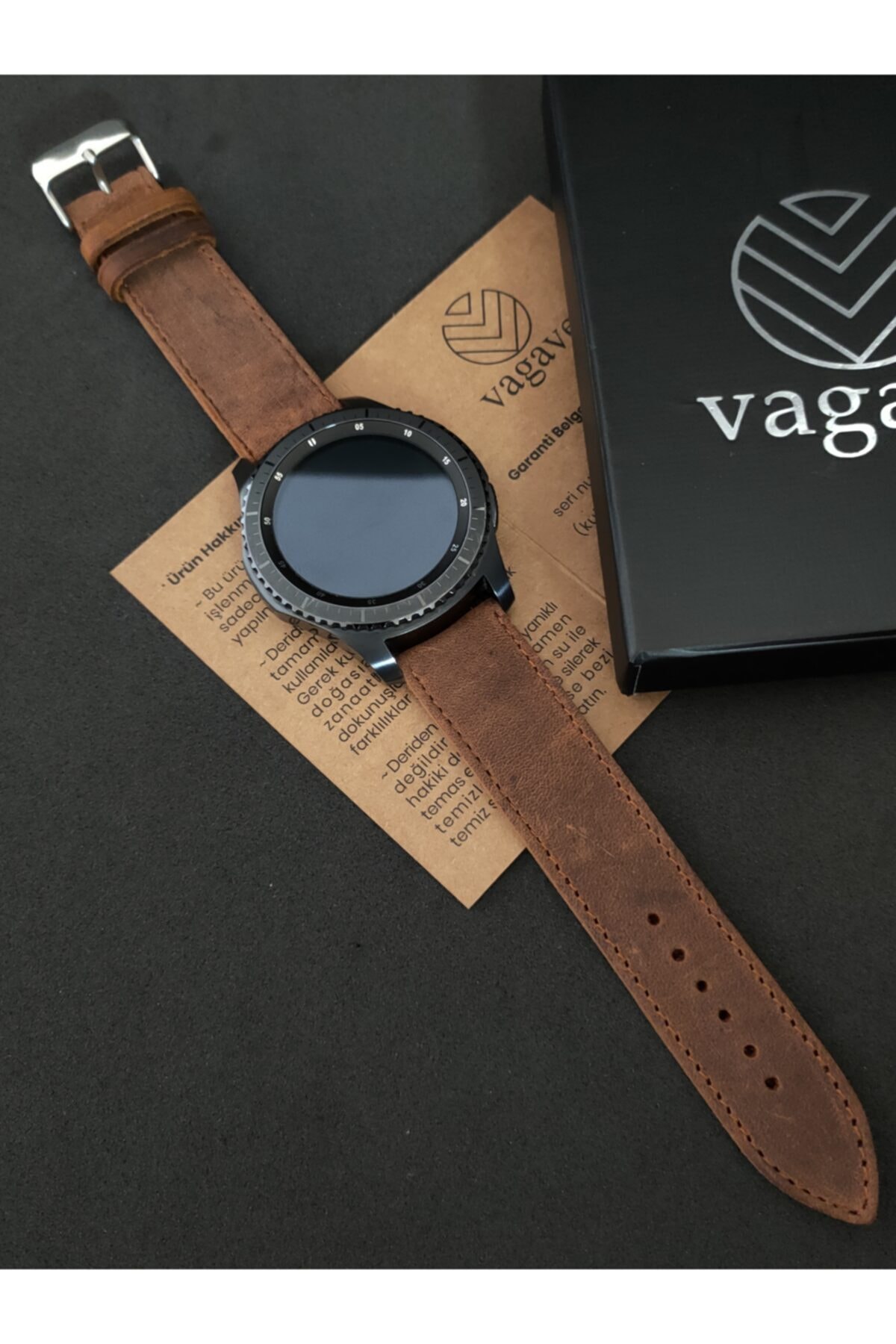 vagave Samsung Watch Uyumlu Deri Kordon Active Watch Gear 22 mm