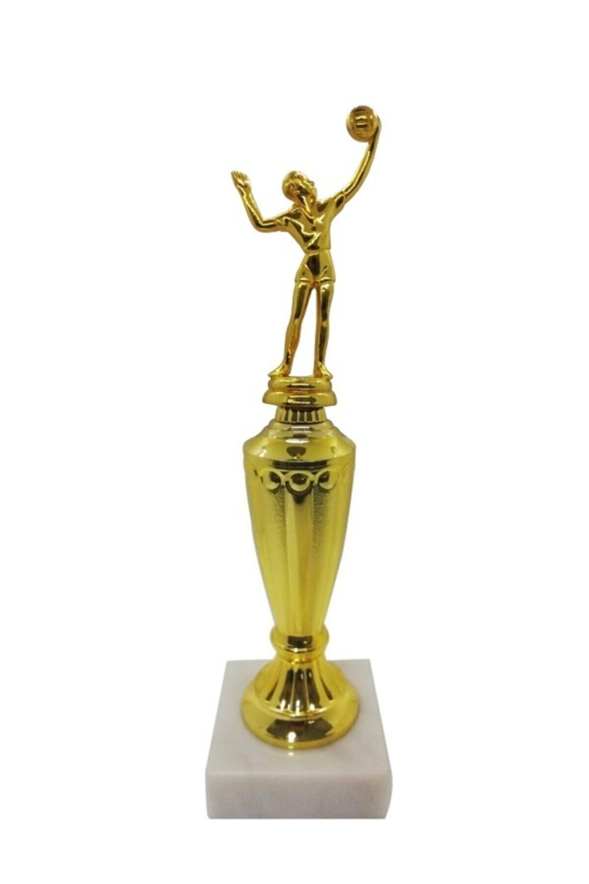 ASOS Altın Renk Voleybol Figürlü Ödül Kupası - Mermer Kaideli ( 32 Cm )