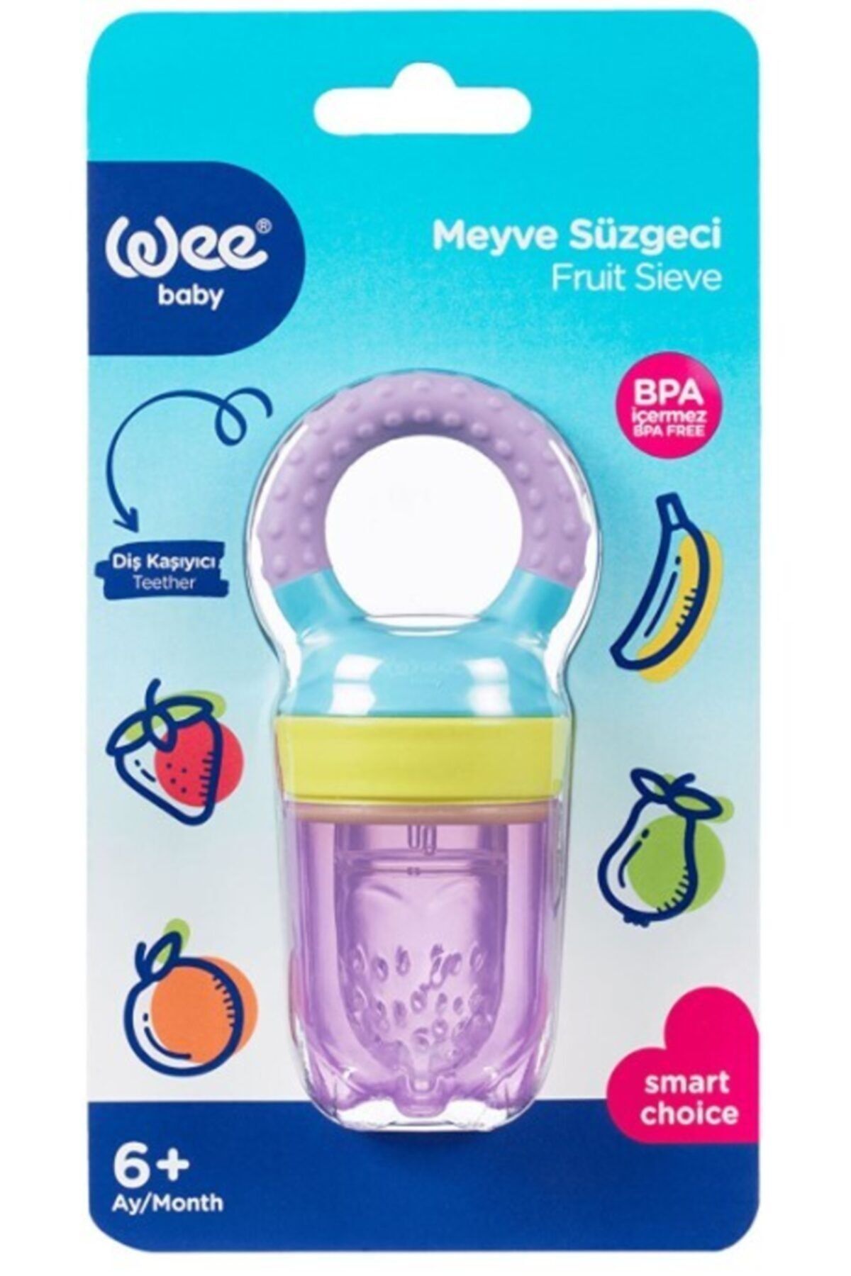 Wee Baby Meyve Süzgeci Diş Kaşıyıcılı Mor&mavi&sarı K:207