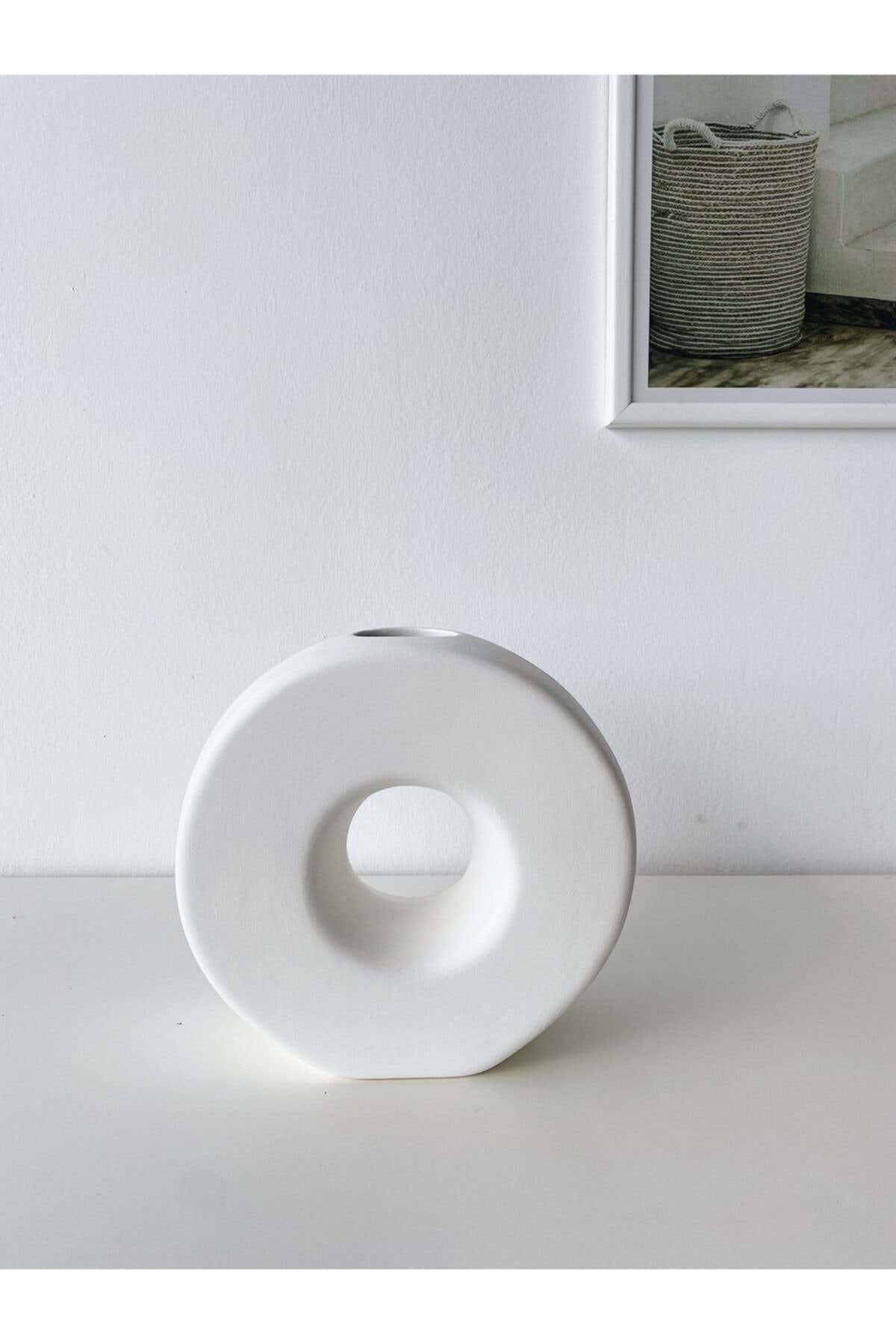 RULİNA Donut Seramik Vazo (BEYAZ)