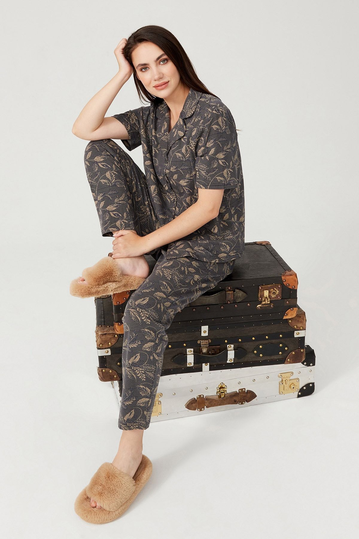Hays Kadın Büyük Beden Gömlek Yaka Pijama Takımı