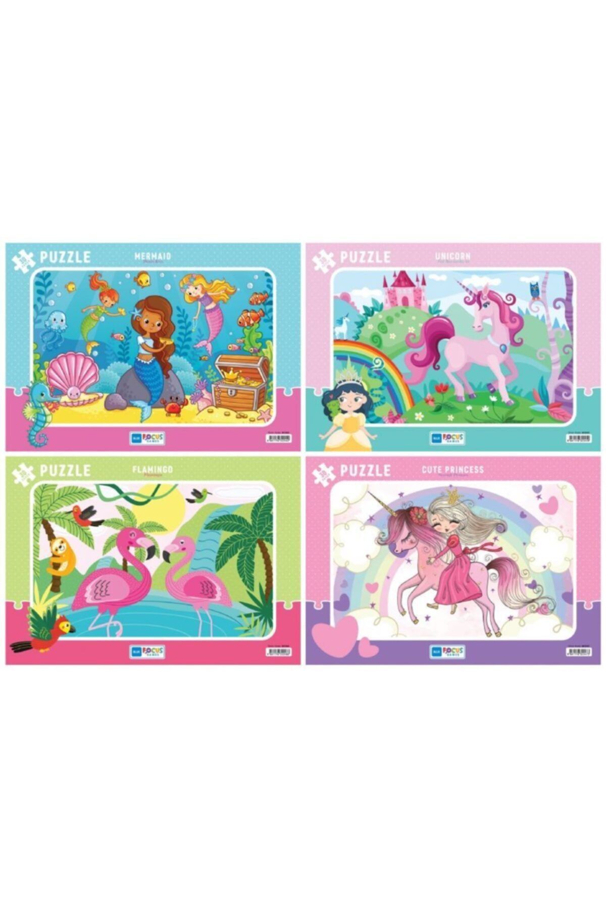 Blue Focus Bluefocus 4 Adet 30 Parça Kız Çocuk Frame/çerçeveli Puzzle Seti