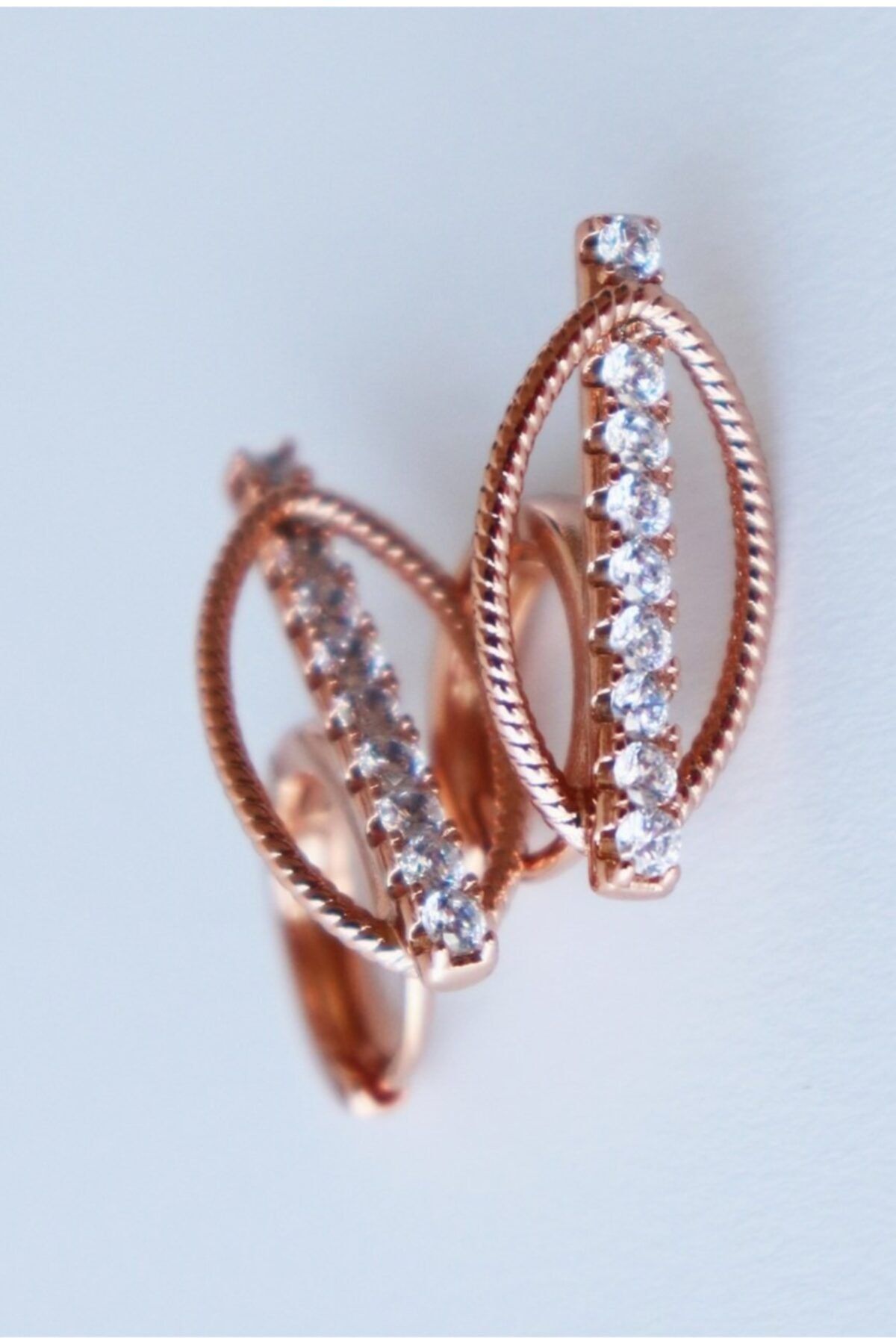ŞAYKA Swarovski Taşlı Çelik Gold Küpe