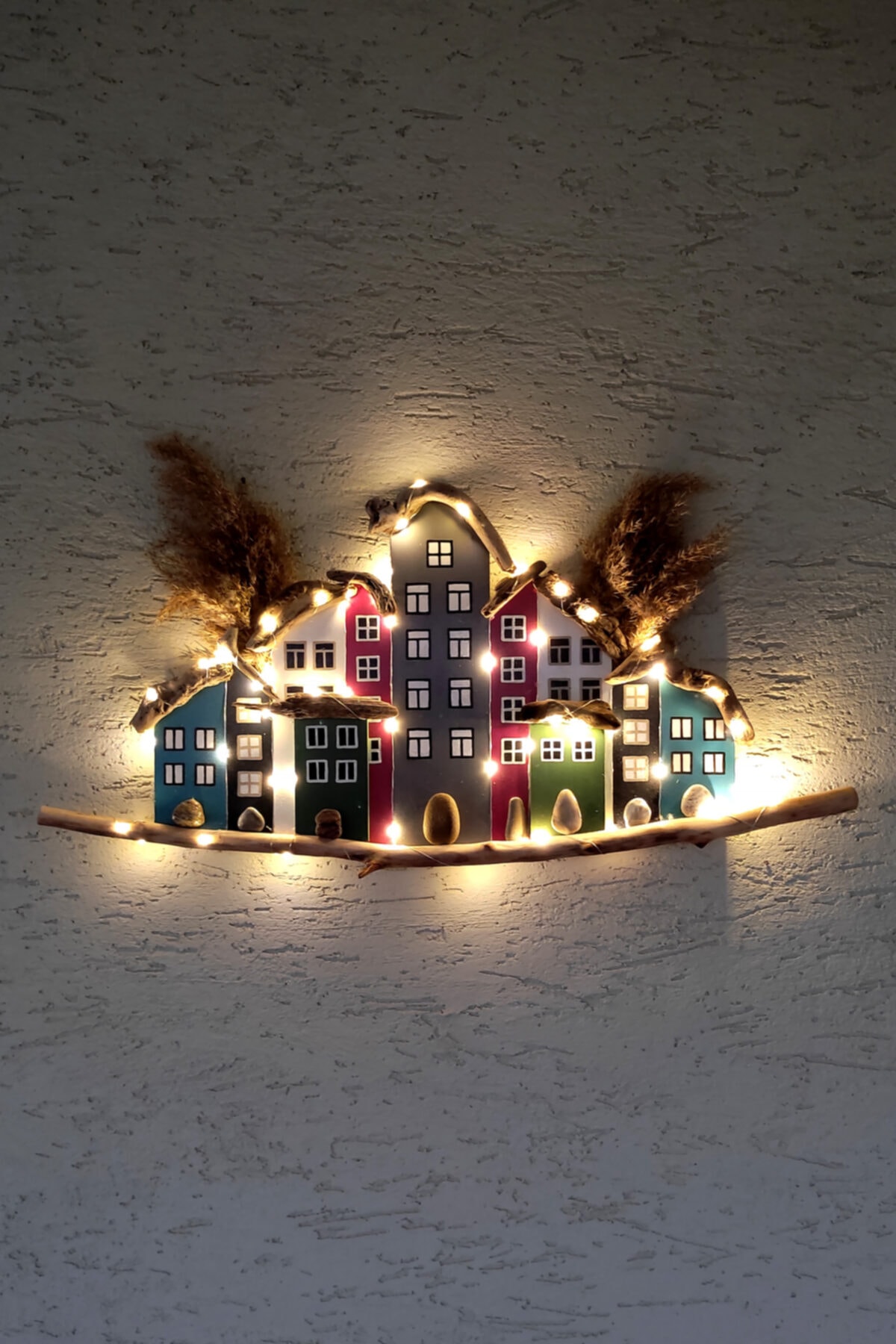 Binbir Trend Driftwood Peri Ledli Duvar Dekoru, Gece Lambası, Peri Evi, Duvar Süsü Gb-005