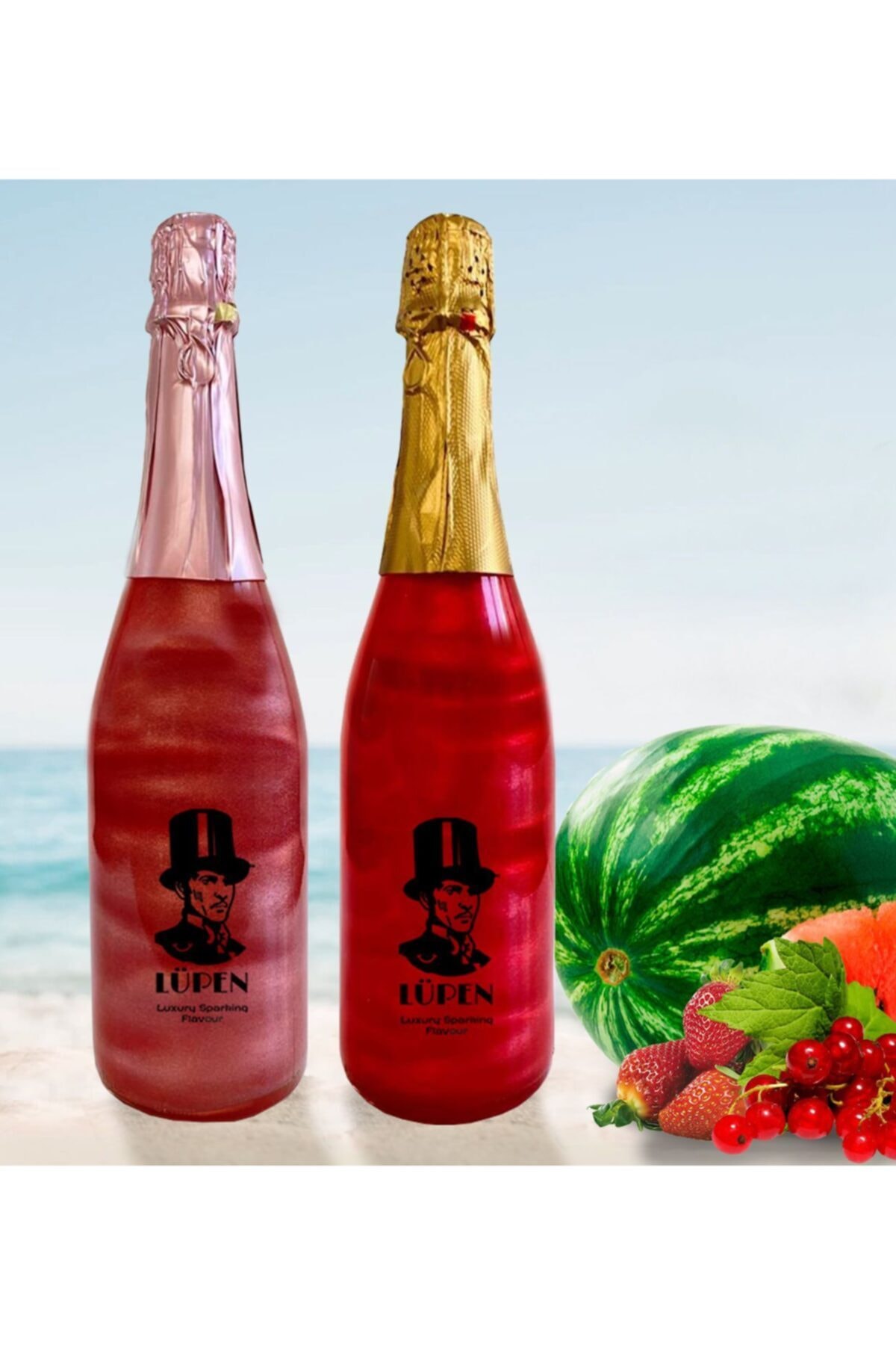 Lüpen Simli Lux Karpuz Çilek Frenk Üzümü Aromalı 750 Ml Gazlı İçecek 2adet
