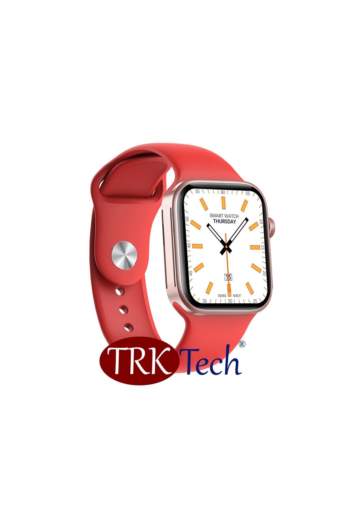 TrkTech Watch 7 Pro Kırmızı Akıllı Saat Türkçe Çift Tuş Wireless Şarj Özellikli 1. Kalite