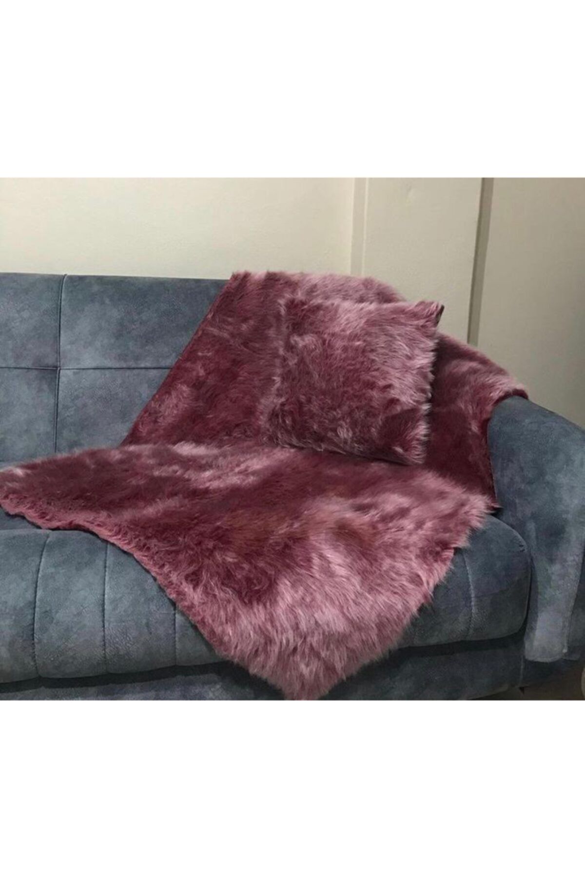 YILMAZHOME Peluş Koltuk Şalı - Bordo Renk (90x150 Ölçü)