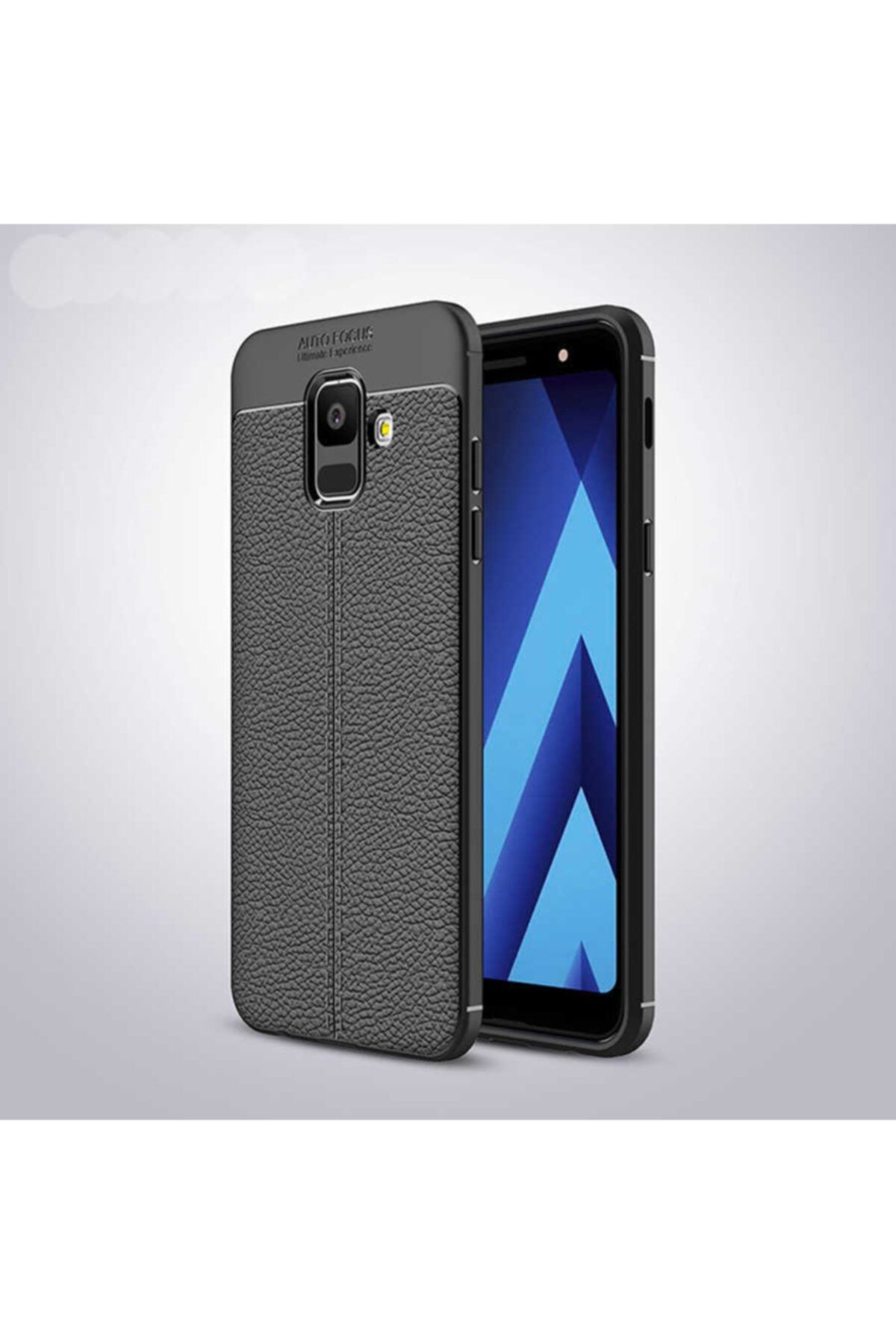 Samsung Galaxy A6 2018 Uyumlu Kılıf Deri Görünümlü Rugan Armor Silikon Kapak