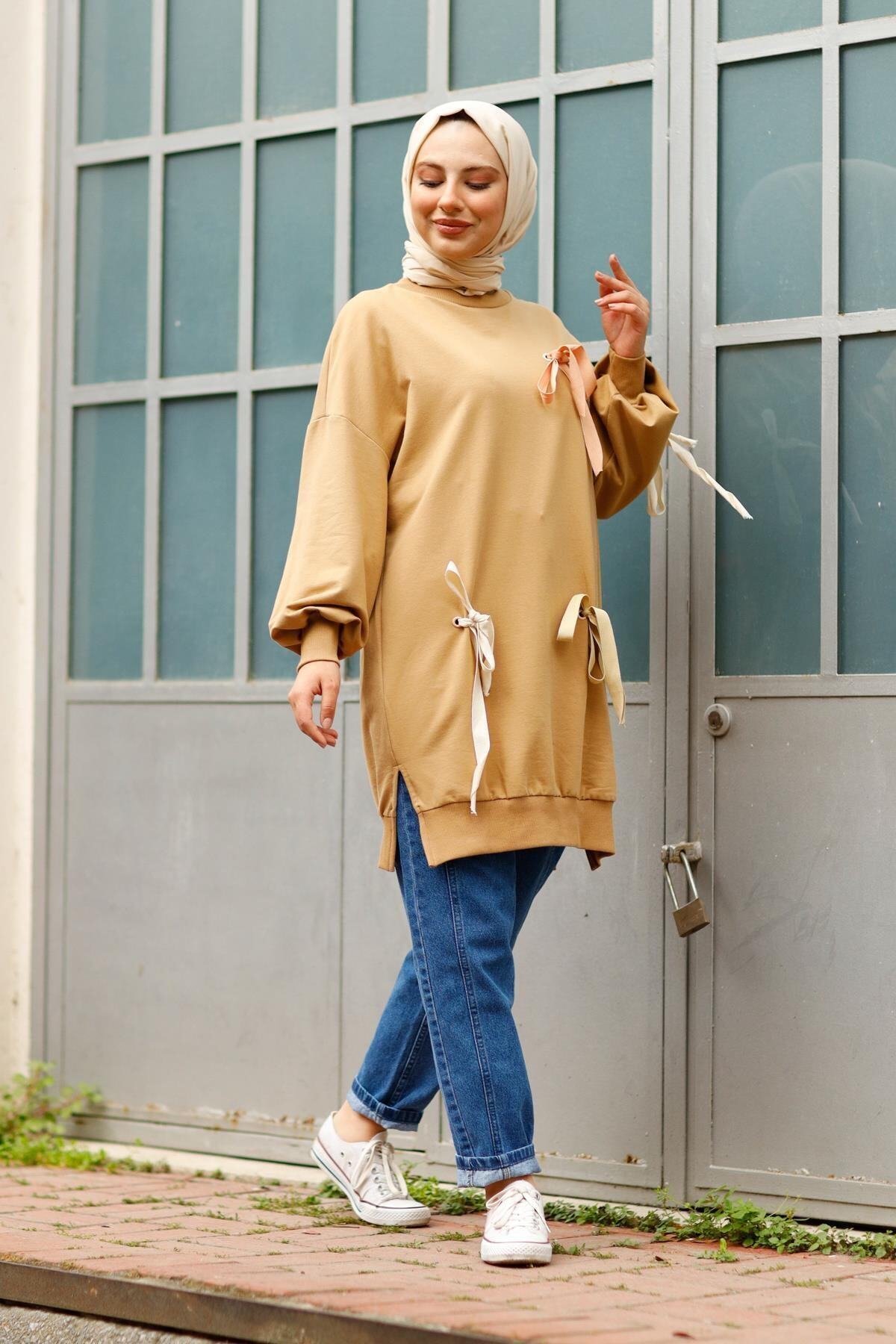 meqlife Ip Detaylı Sweatshirt - Camel
