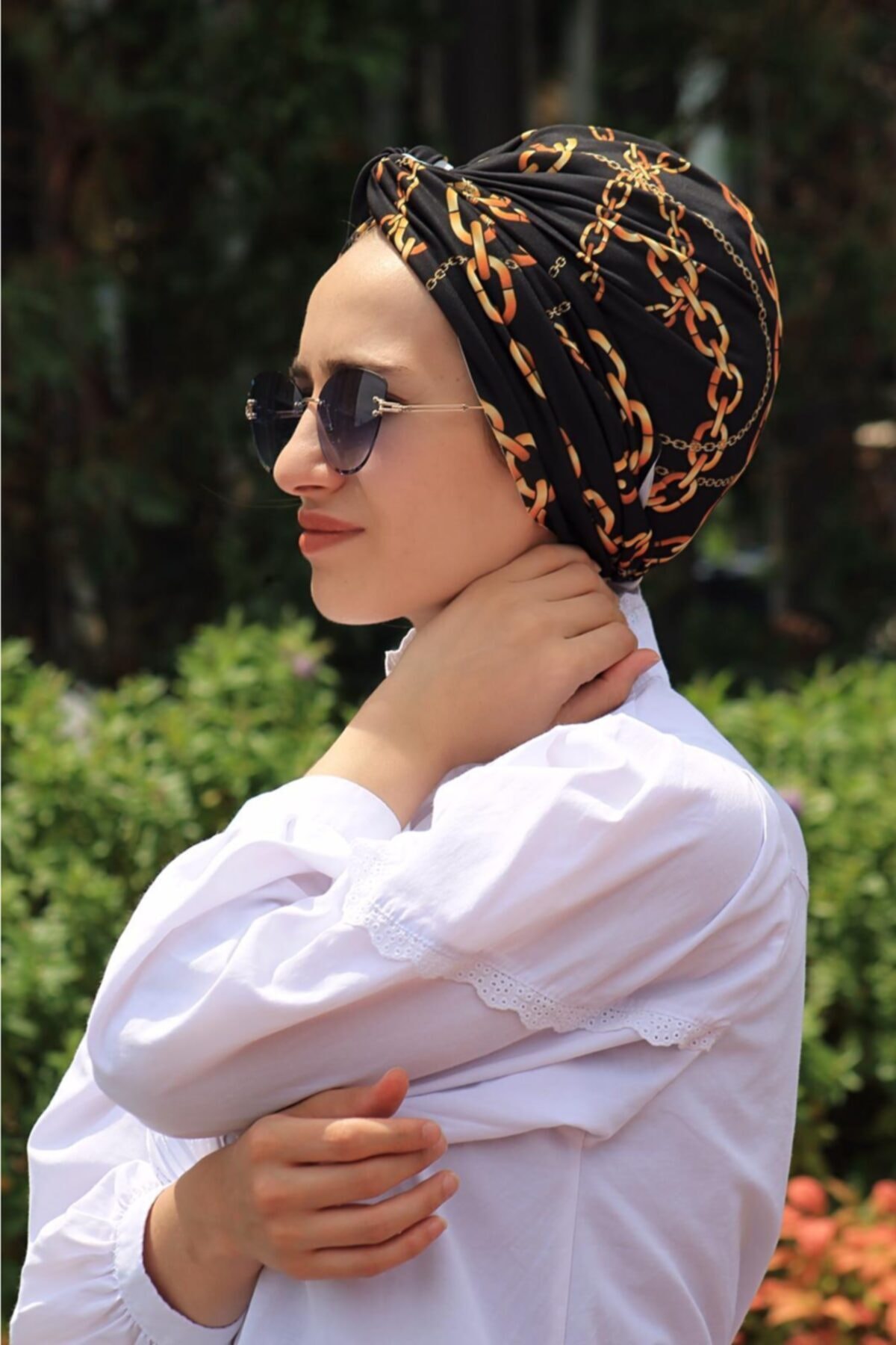 Mursen Bone Şal Hazır Tesettür Giyim Zincir Desen Hazır Olmayan Dolama Bone Tesettür Giyim