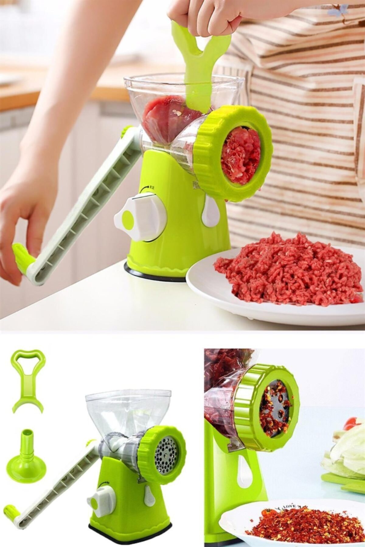 MaoMao Çevirme Kollu Pratik Et Doğrayıcı Öğütme Ve Kıyma Makinesi