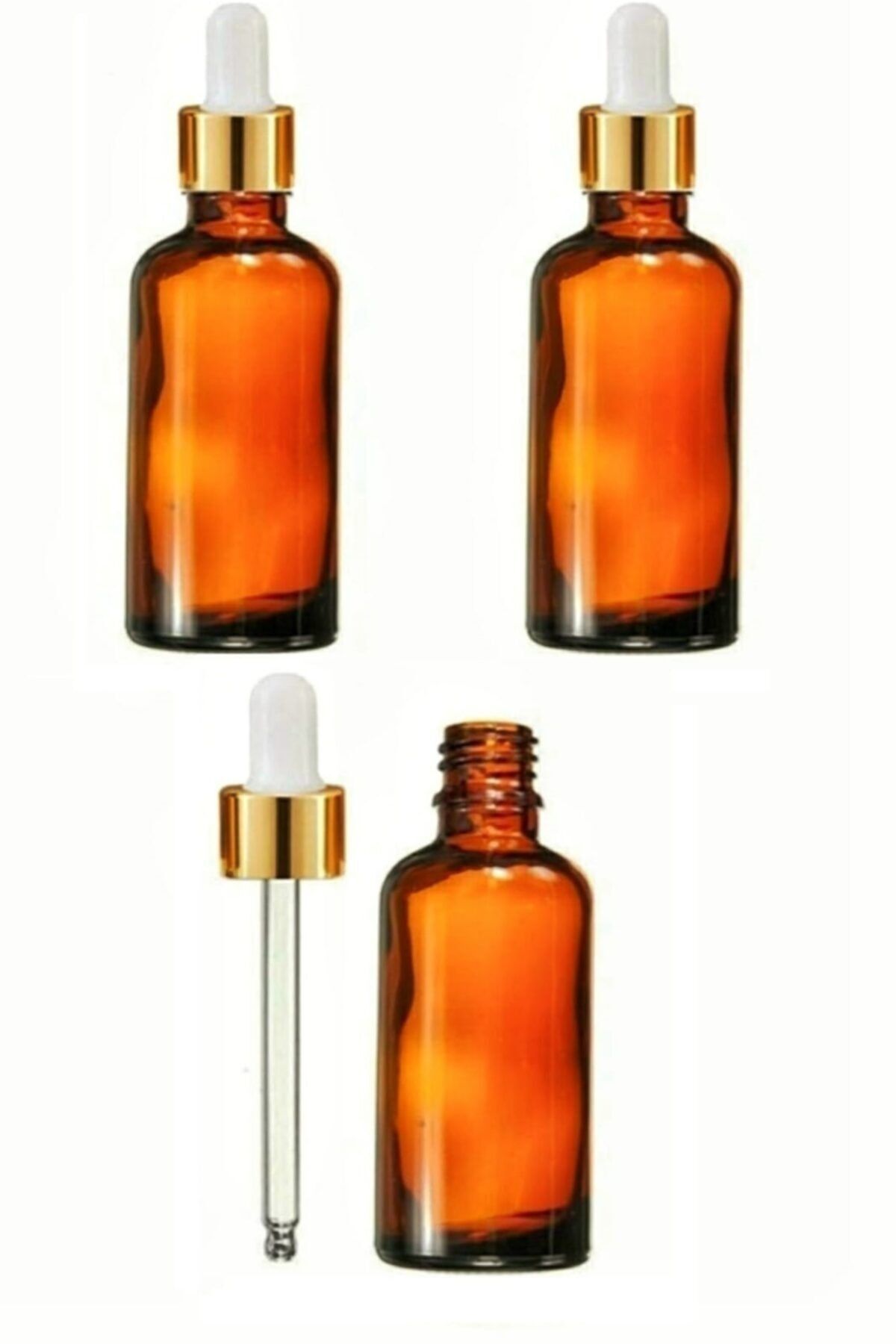 Milea Amber Şişe Cam Damlalık 50 Ml 3 Adet