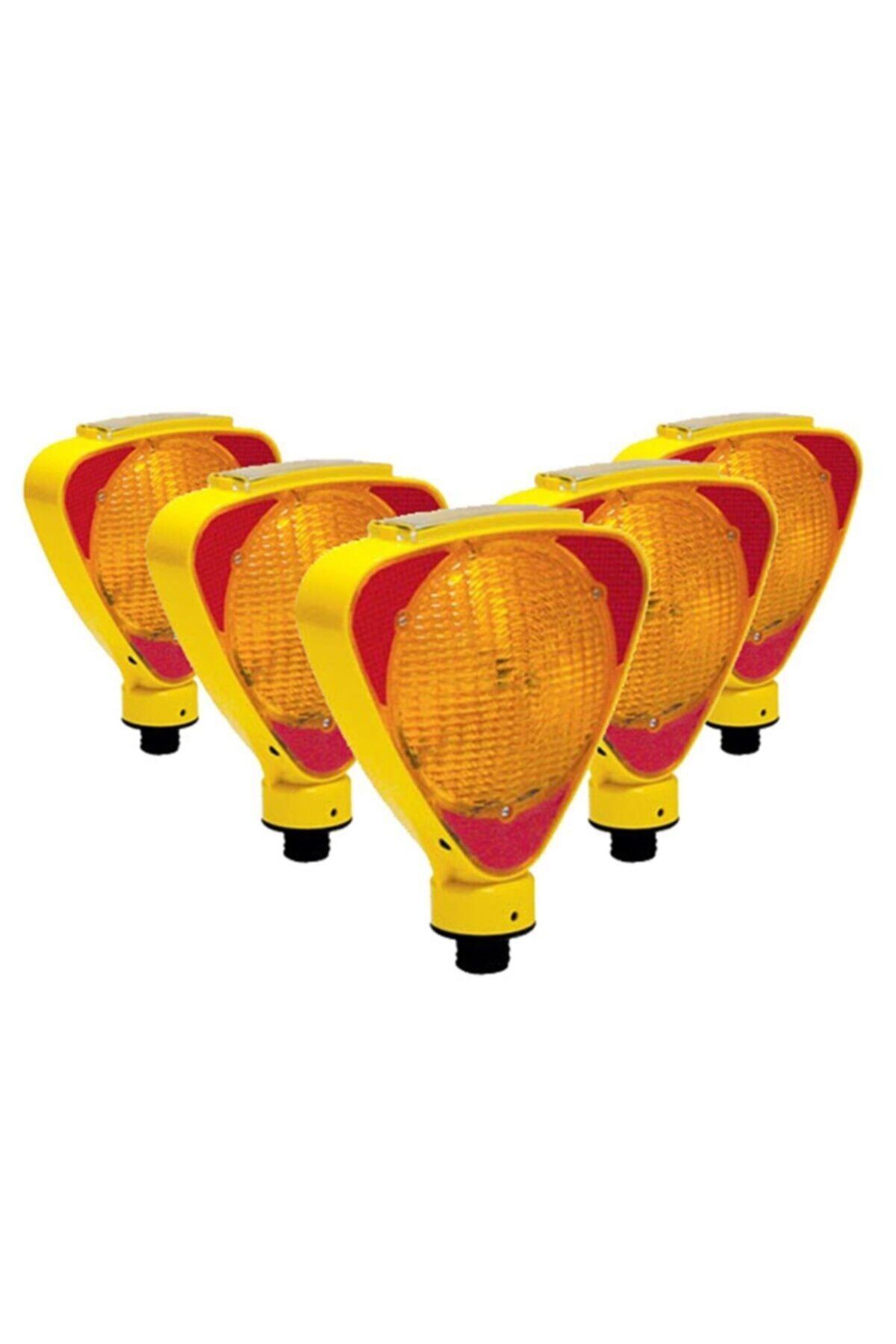 İleri Trafik Solar Flaşörlü Ledli Lamba Sarı 5`li Set