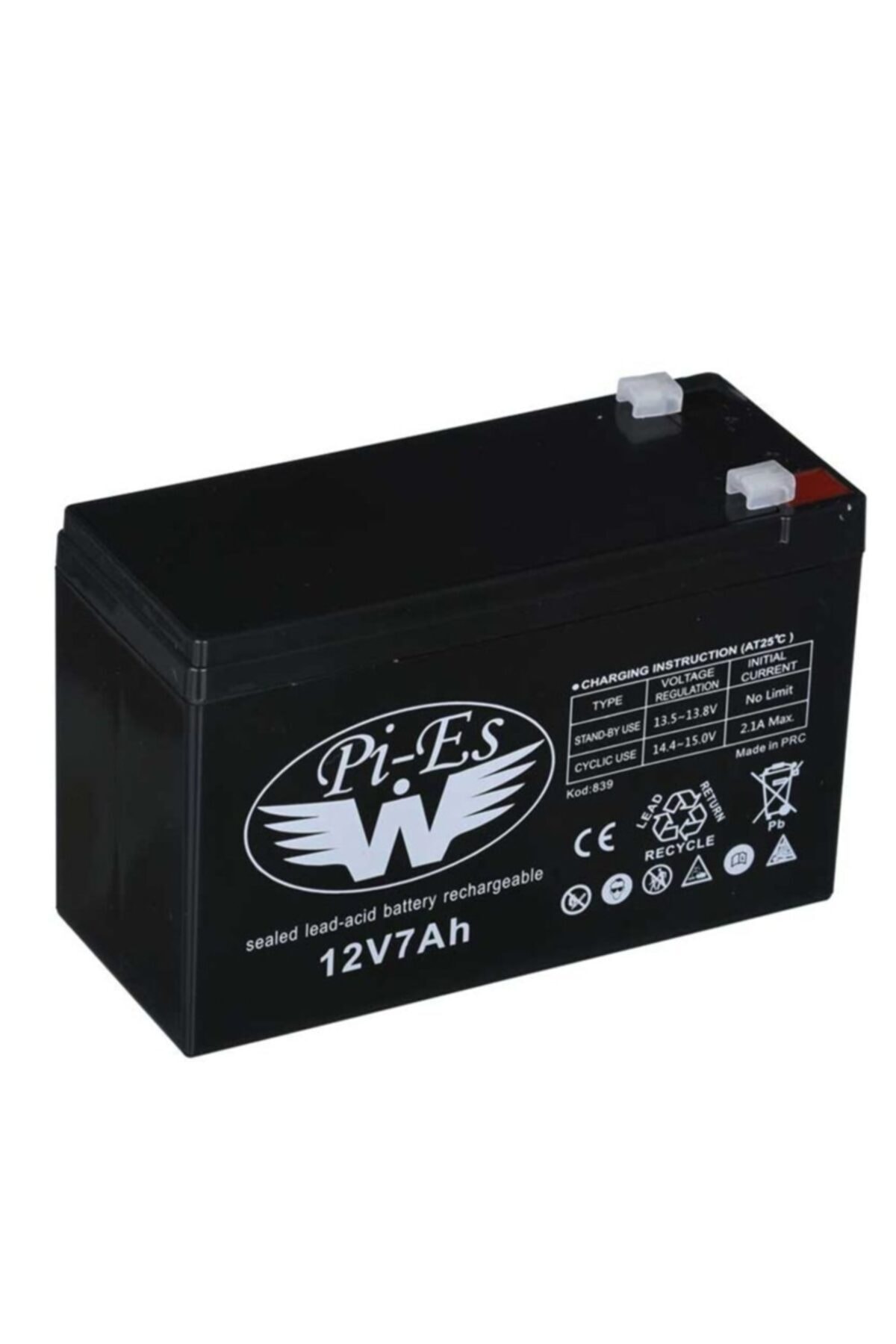 pies 12v 7ah Kuru Akü Bakımsız (150*65*90mm)