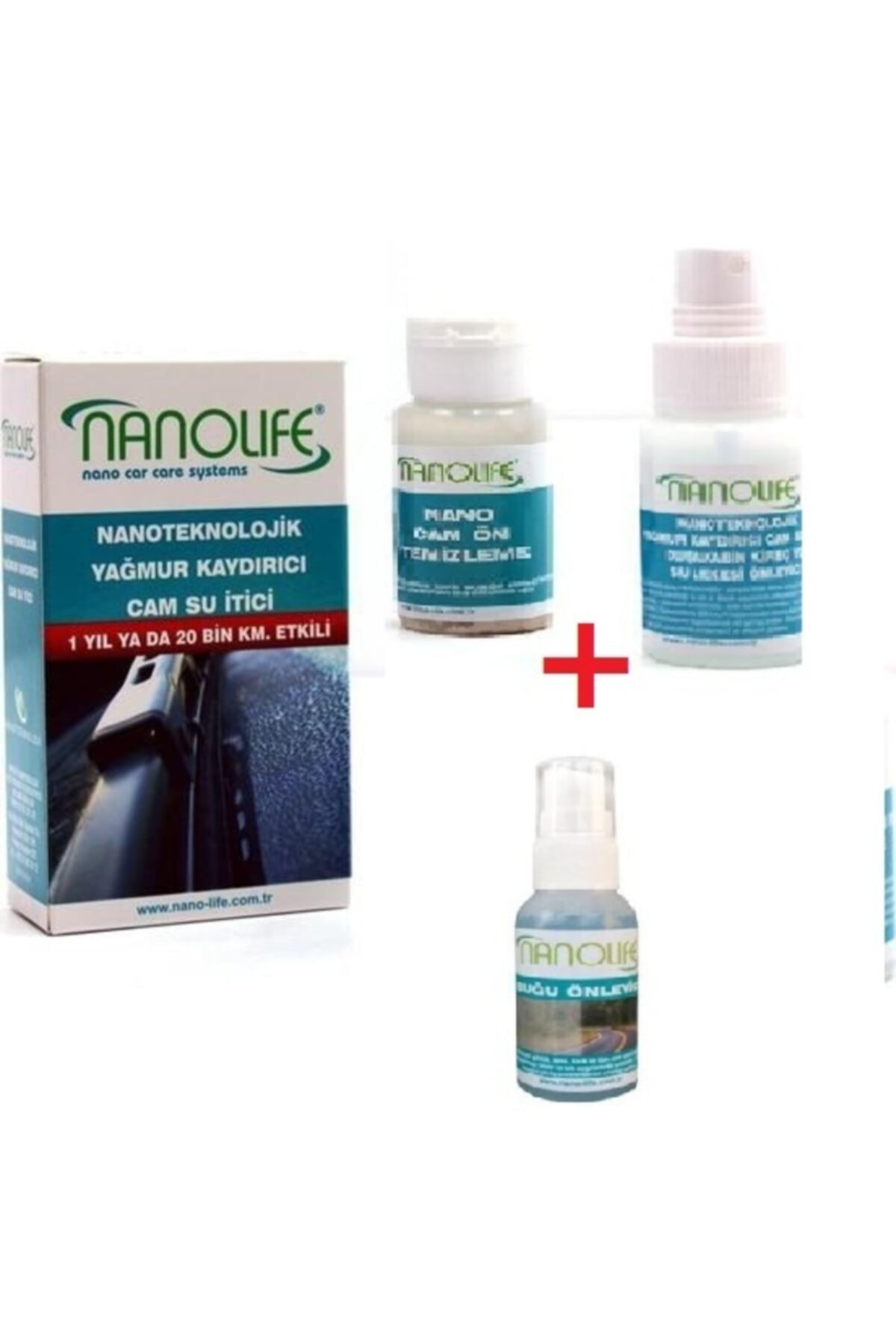NanoLife 40ml x 2 Adet Hidrofobik Yağmur Kaydırıcı Cam Su İtici + Buğu Önleyici Sprey 50ml