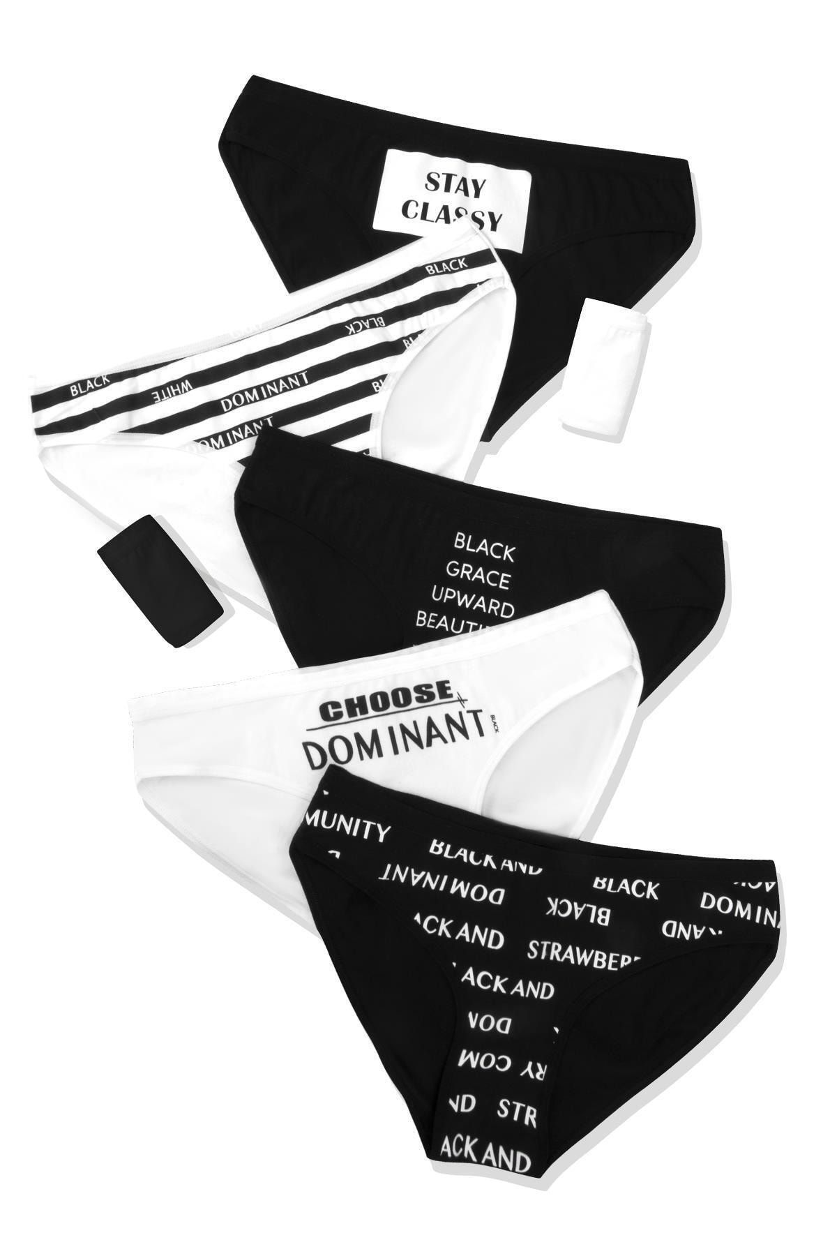Dominant Kadın Siyah Beyaz Pamuklu Likralı Külot 7'li Paket 37003-445