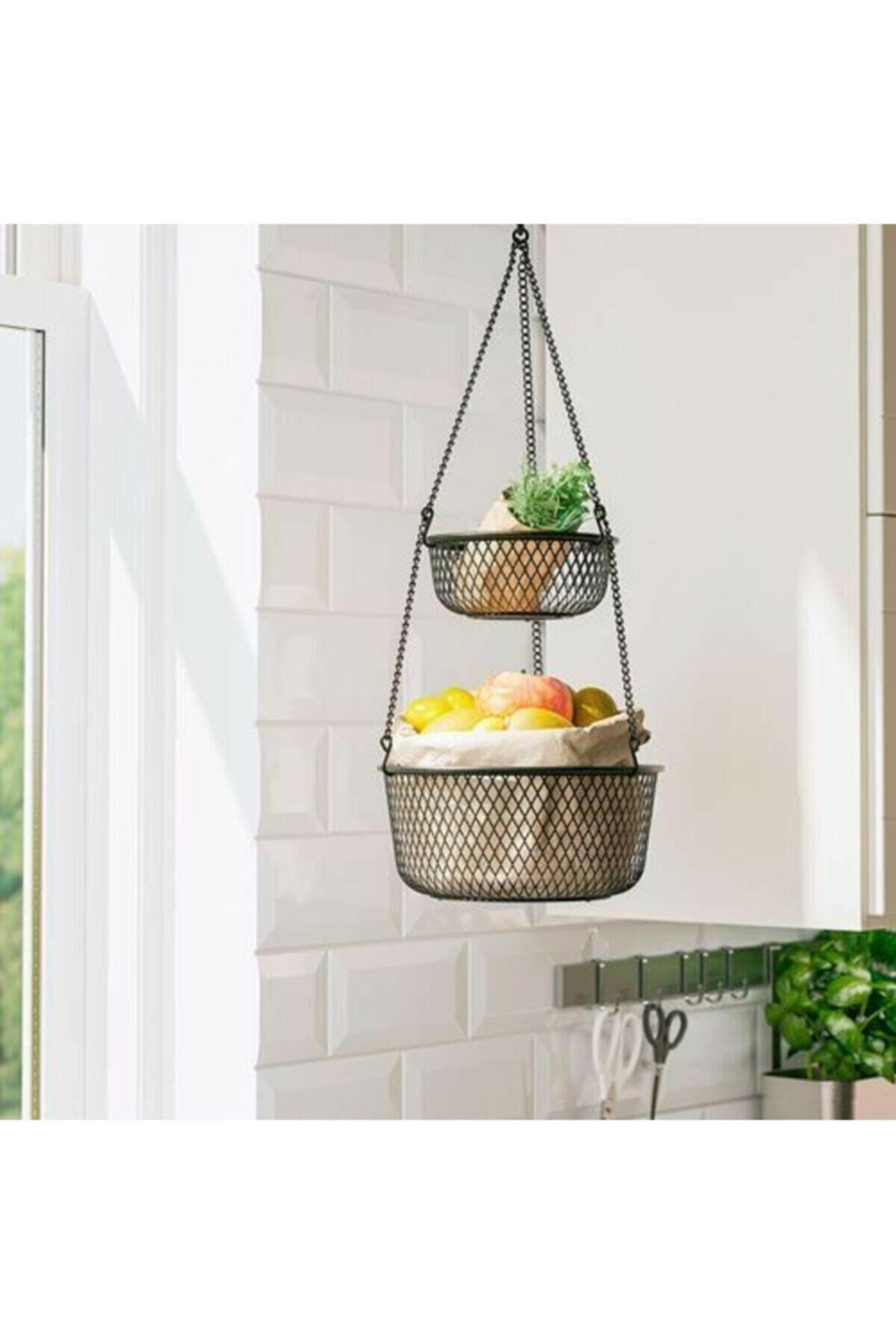 IKEA Vadholma Siyah Askı Meyve Sepeti 25x63 Cm
