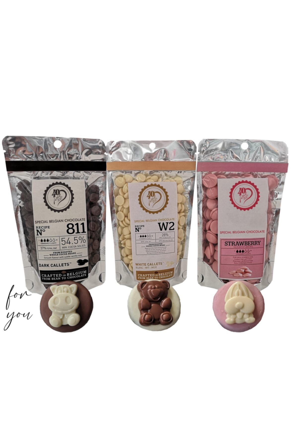 Callebaut Bitter Çikolata 100gr Beyaz Çikolata 100 gr Çilekli Çikolata 100 gr