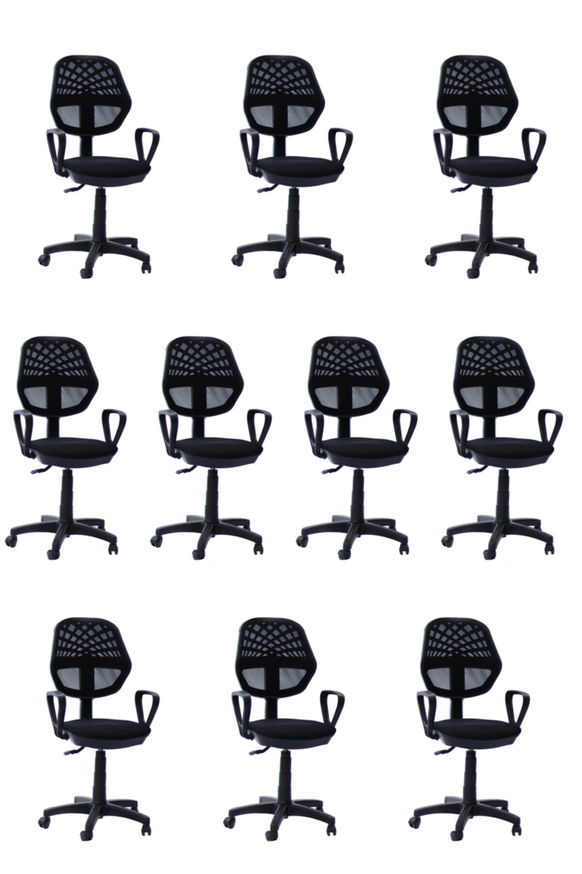 Orianna Design Siyah Fileli Bilgisayar Ofis Çalışma Sandalyesi Koltuğu 10 Adet