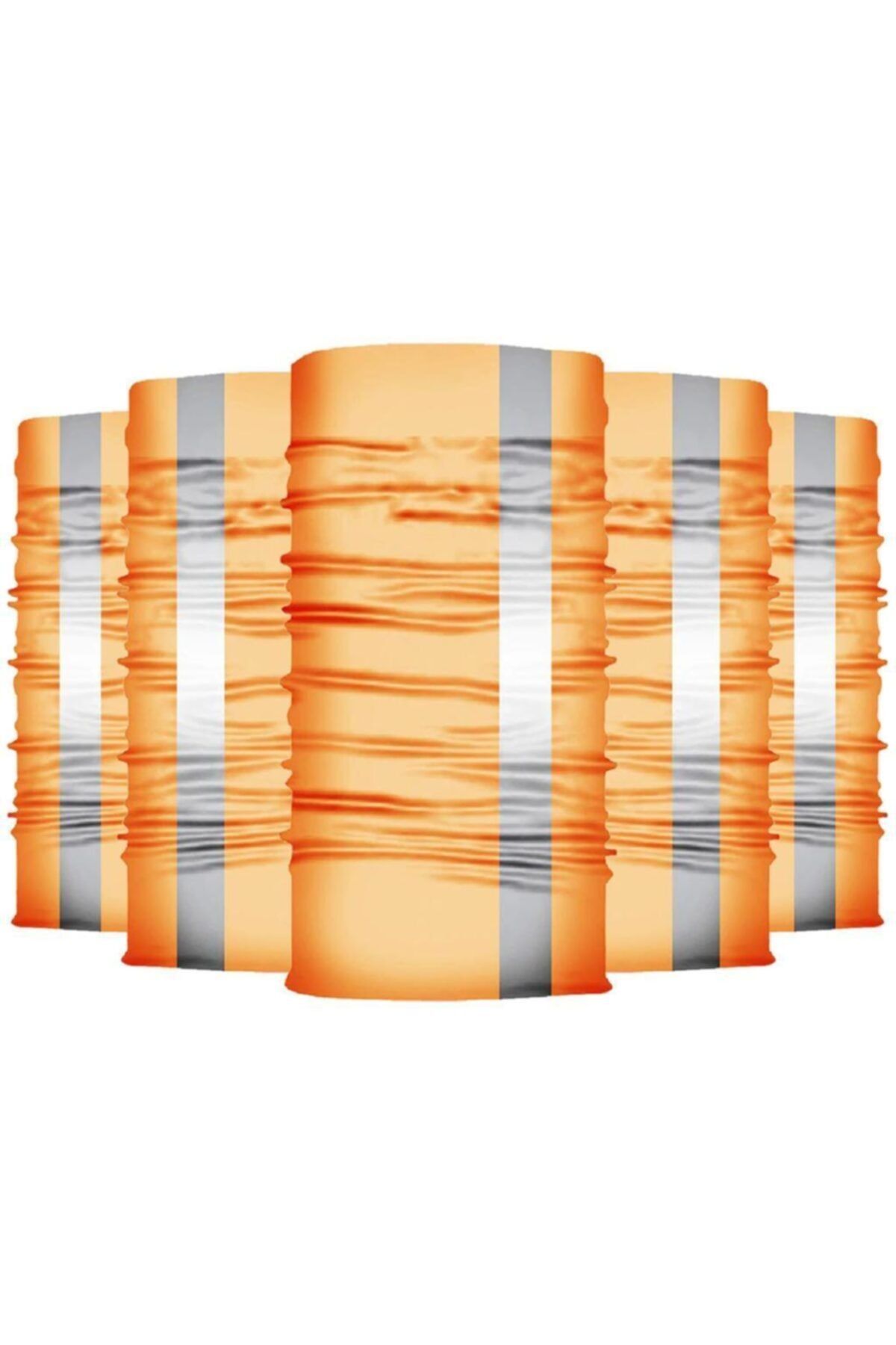 Knmaster Orange Reflective Buff Bandana Boyunluk Maske Saç Bandı 5'li Paket