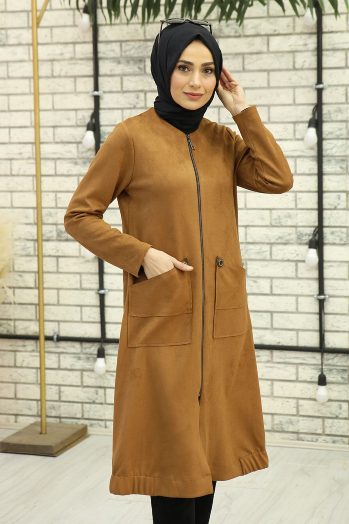 Feiza Collection Süet Fermuarlı Kap - Taba