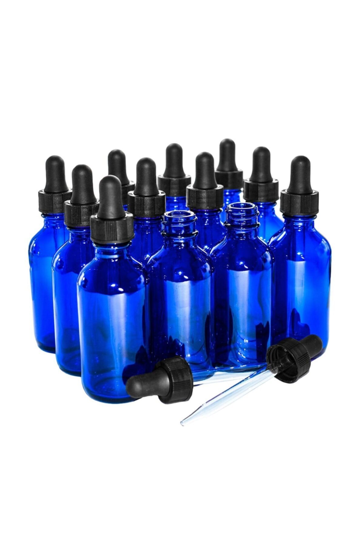Plazma Cam Damlalıklı Mavi Cam Şişe 100ml X 12 Adet