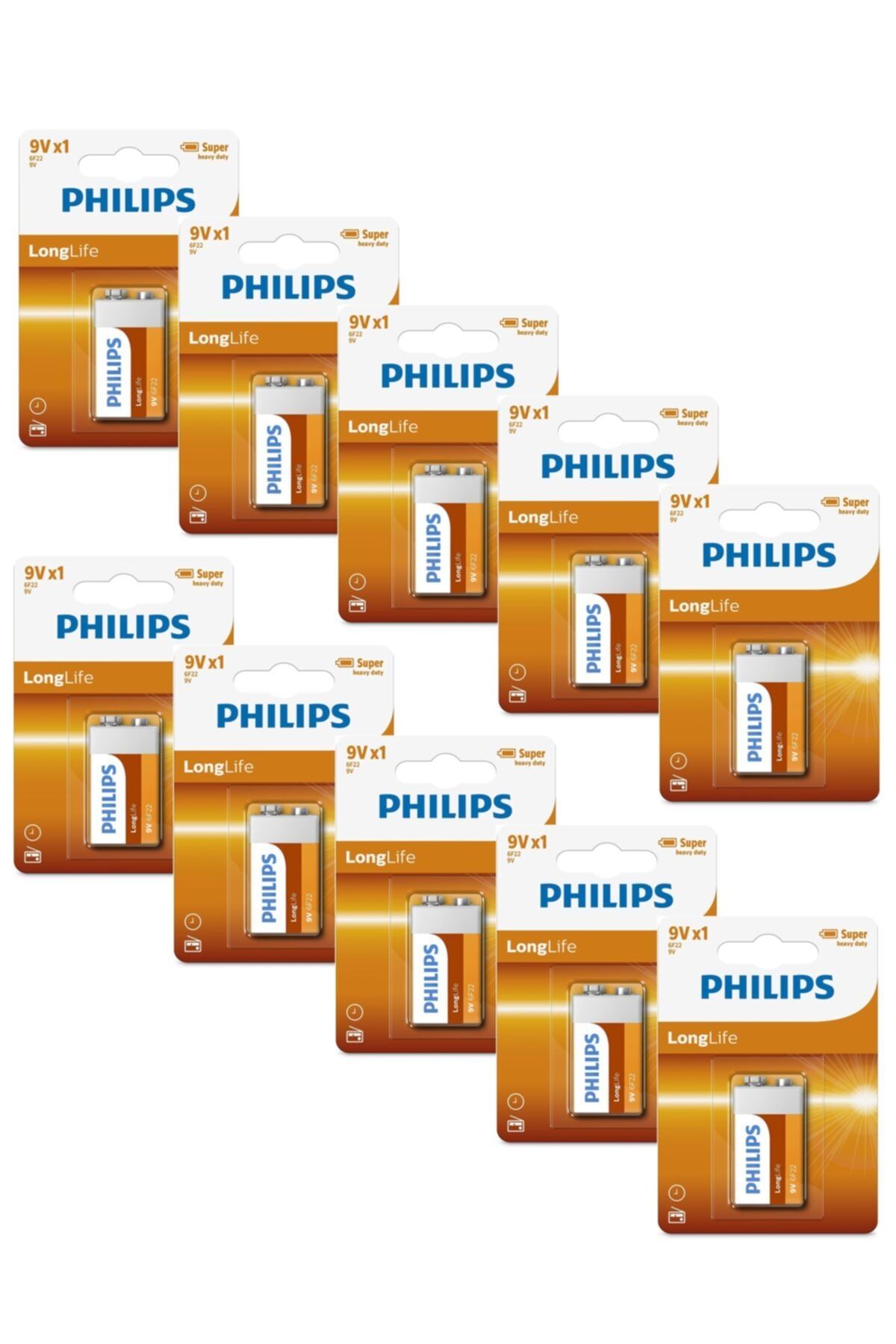 Philips 6f22l1b/05 9v Battery Long Life Zinc Chloride Pil (x10 Adet)