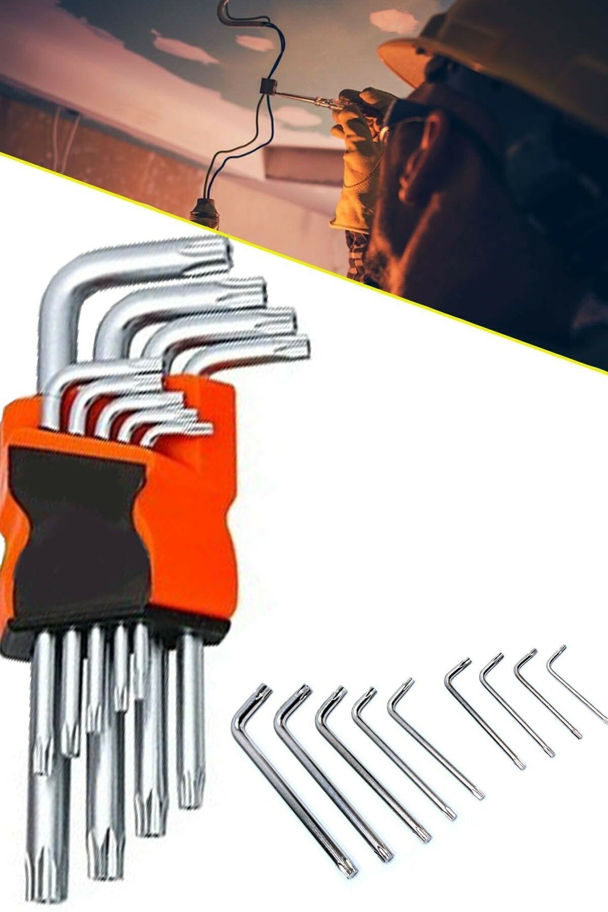 PAOSS 9 Parça Çift Taraflı Torx Alyan Allen 9 Parça Yıldız Anahtar Takımı