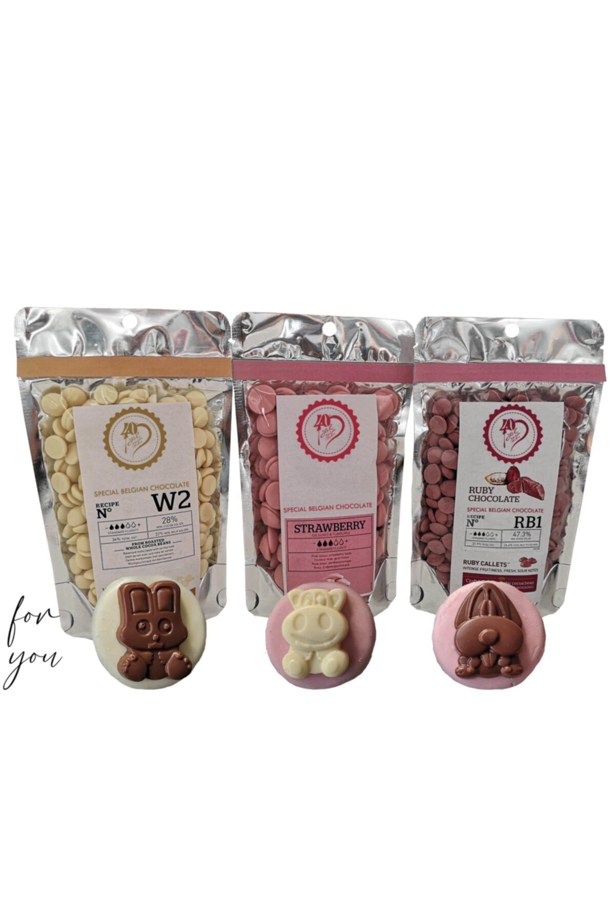 Callebaut Beyaz Çikolata 100 gr Çilekli Çikolata 100 gr Ruby Çikolata 100 gr