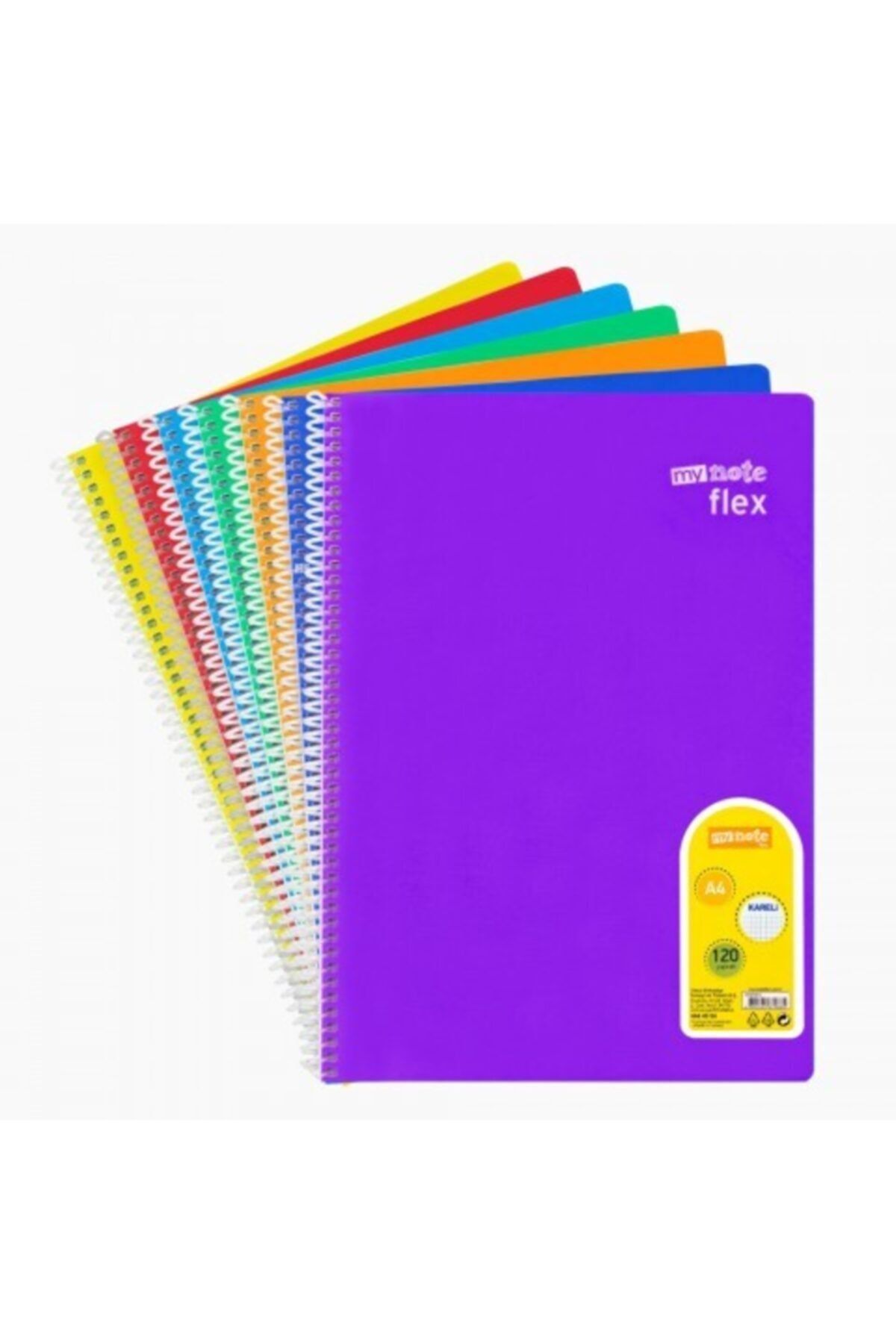 Mynote Flex Spiralli 120 Yaprak Kareli Defter Karışık Renk