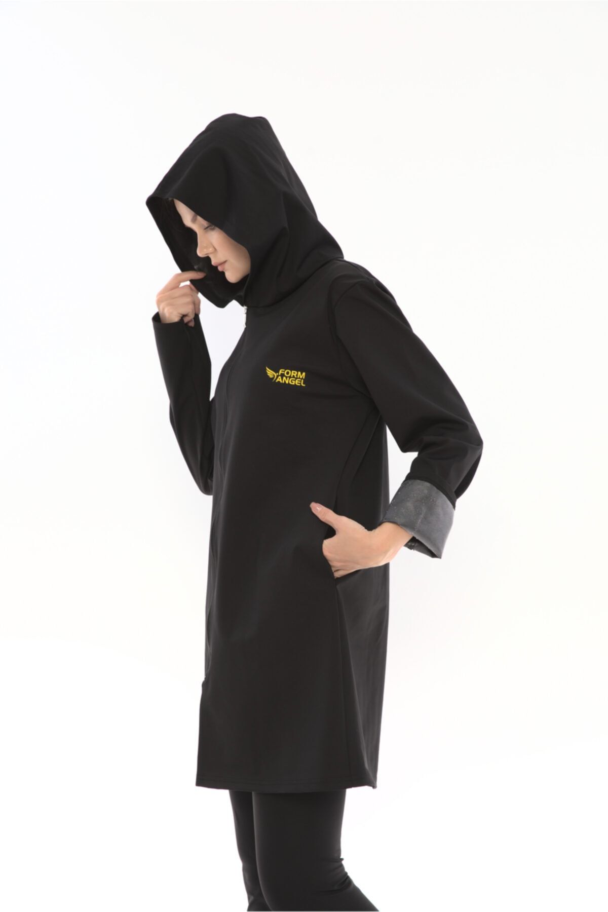 HAPPY NIGHT FASHION Termal Sauna zayıflama Incelme Yağ Yakma Uzun Kollu Fermuarlı Tunik Üst