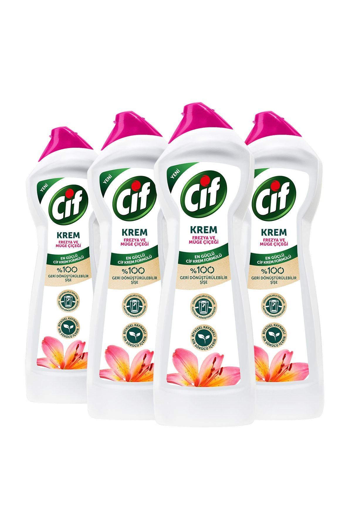 Cif Krem Müge Çiçeği & Frezya Temizleyici 750 ml - 4'lü Paket