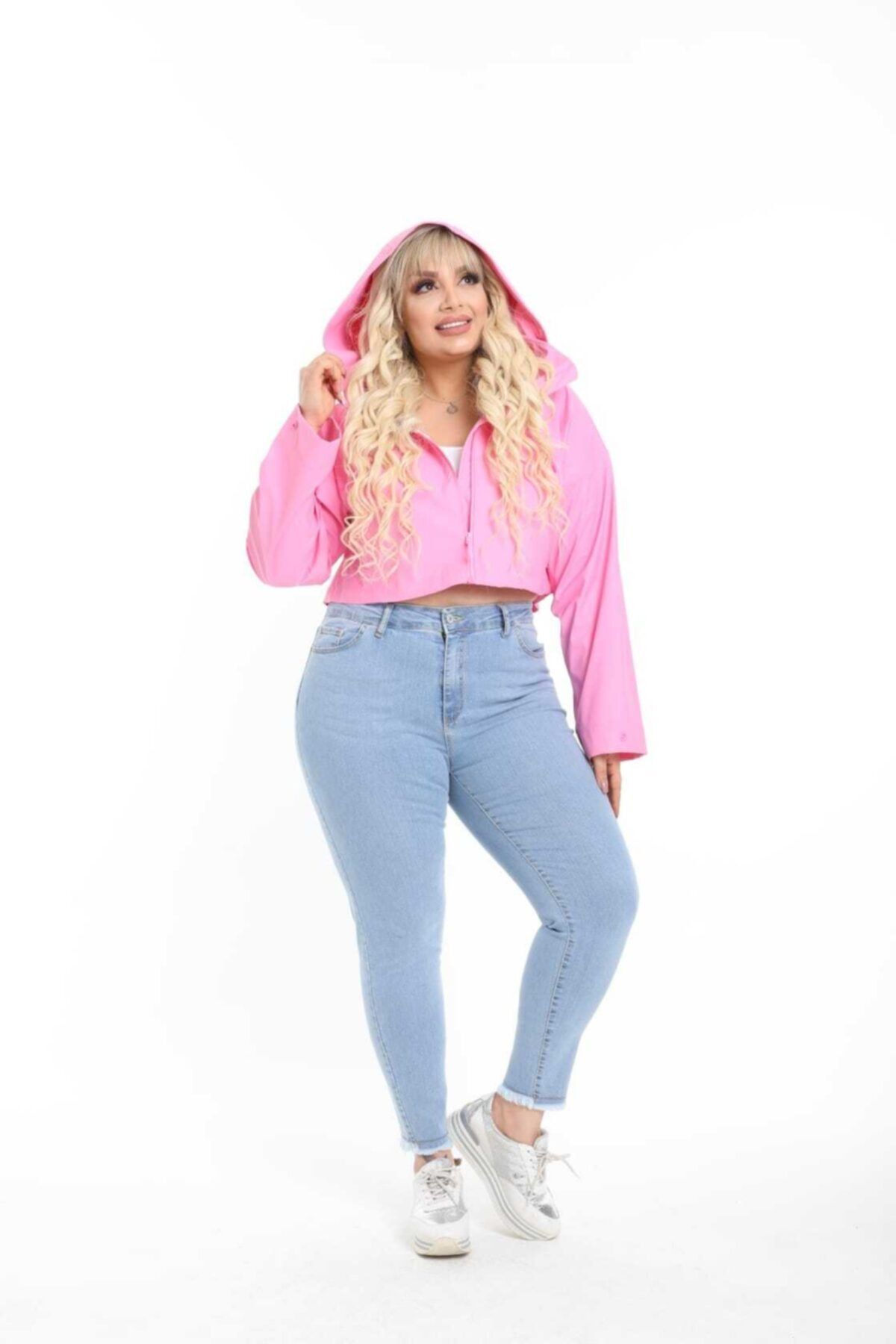 CEDY DENIM Kadın Buz Mavisi Yüksek Bel Skinny Fit Jeans Büyük Beden Kot Pantolon C597
