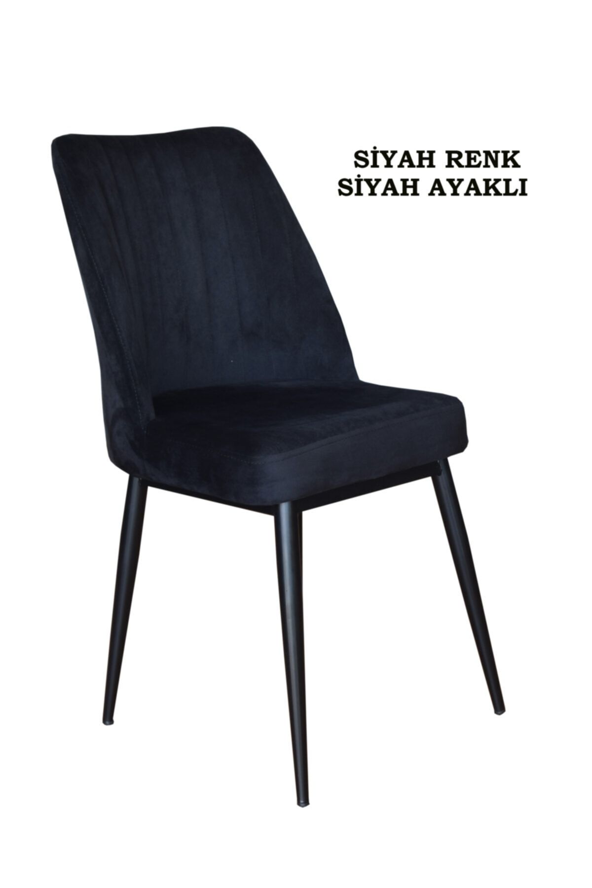 Ankhira Elit Sandalye, Mutfak Ve Salon Sandalyesi, Silinebilir Siyah Renk Kumaş, Siyah Ayaklı