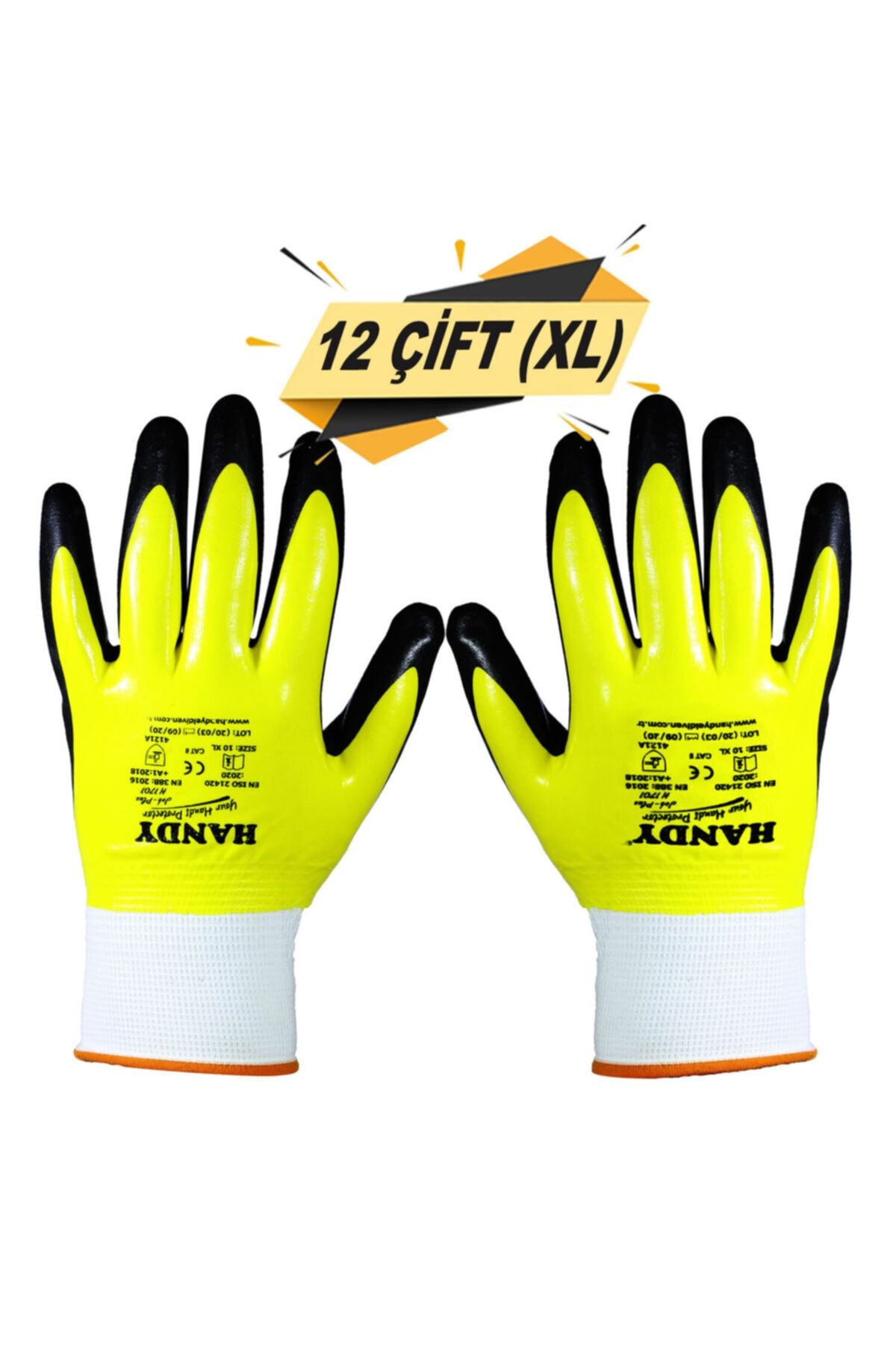 Handy H1701 Nitril Kaplama İş Eldiveni Sanayi İnşaat Usta Eldiven 10 Xl 12 Çift