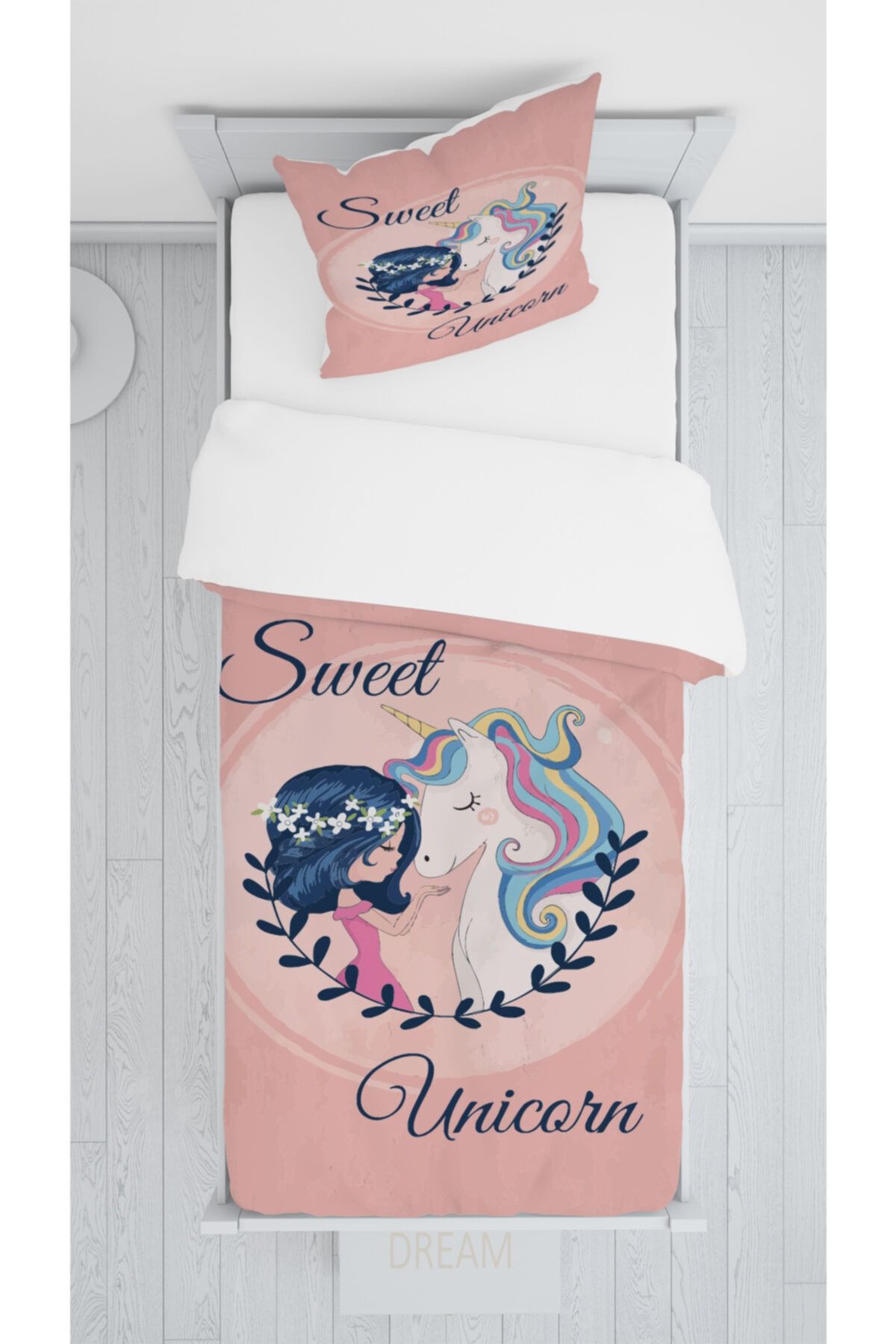Daniel Kids Süet Yatak Örtüsü Takımı Sweet Unicorn Desenli