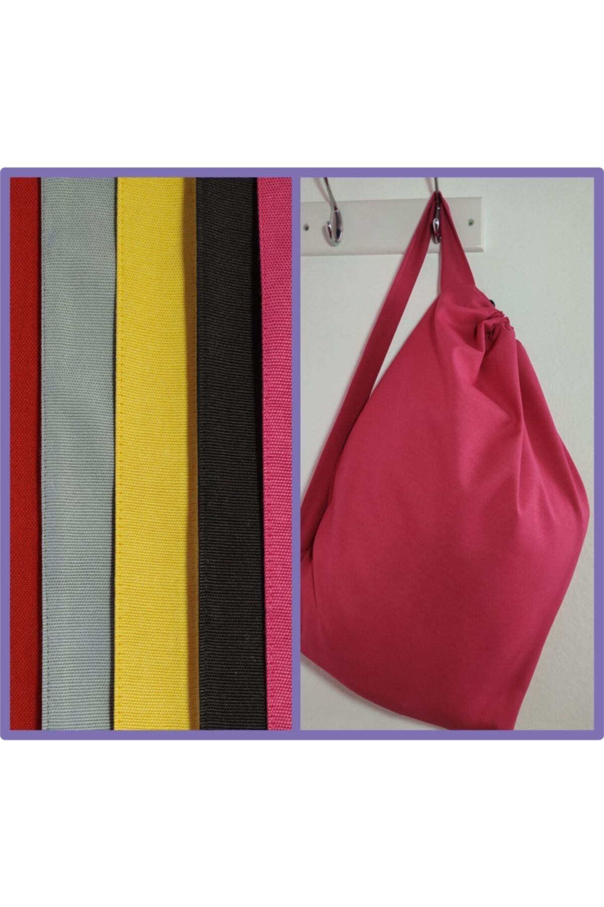 Fancyagnes El Yapımı Duck Kumaş Keten Pembe Askılı Çamaşır Oyuncak Kirli Saklama Torbası 5 Renk 65*45 Cm