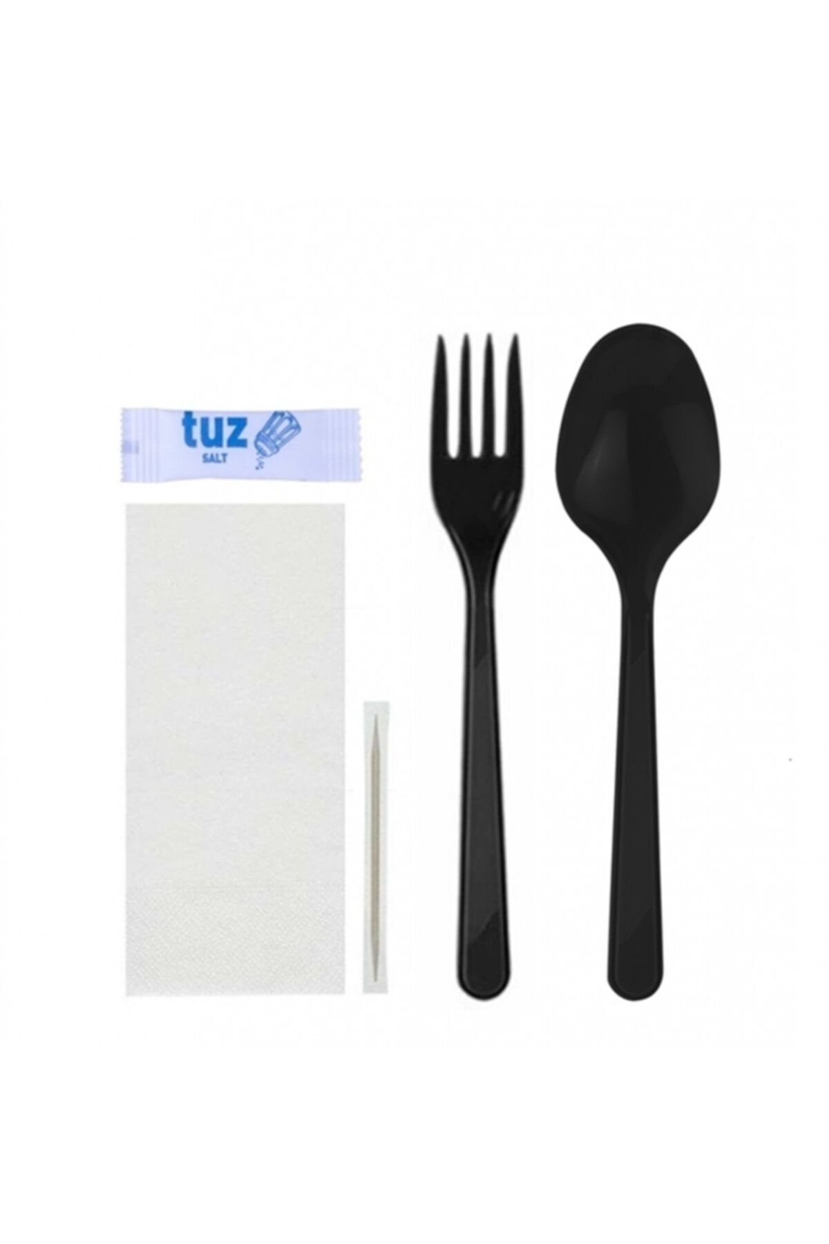 PİKNİK PAKETİ 5 Lı Lüks Siyah Çatal,kaşık,yemek Seti, 400 Adet