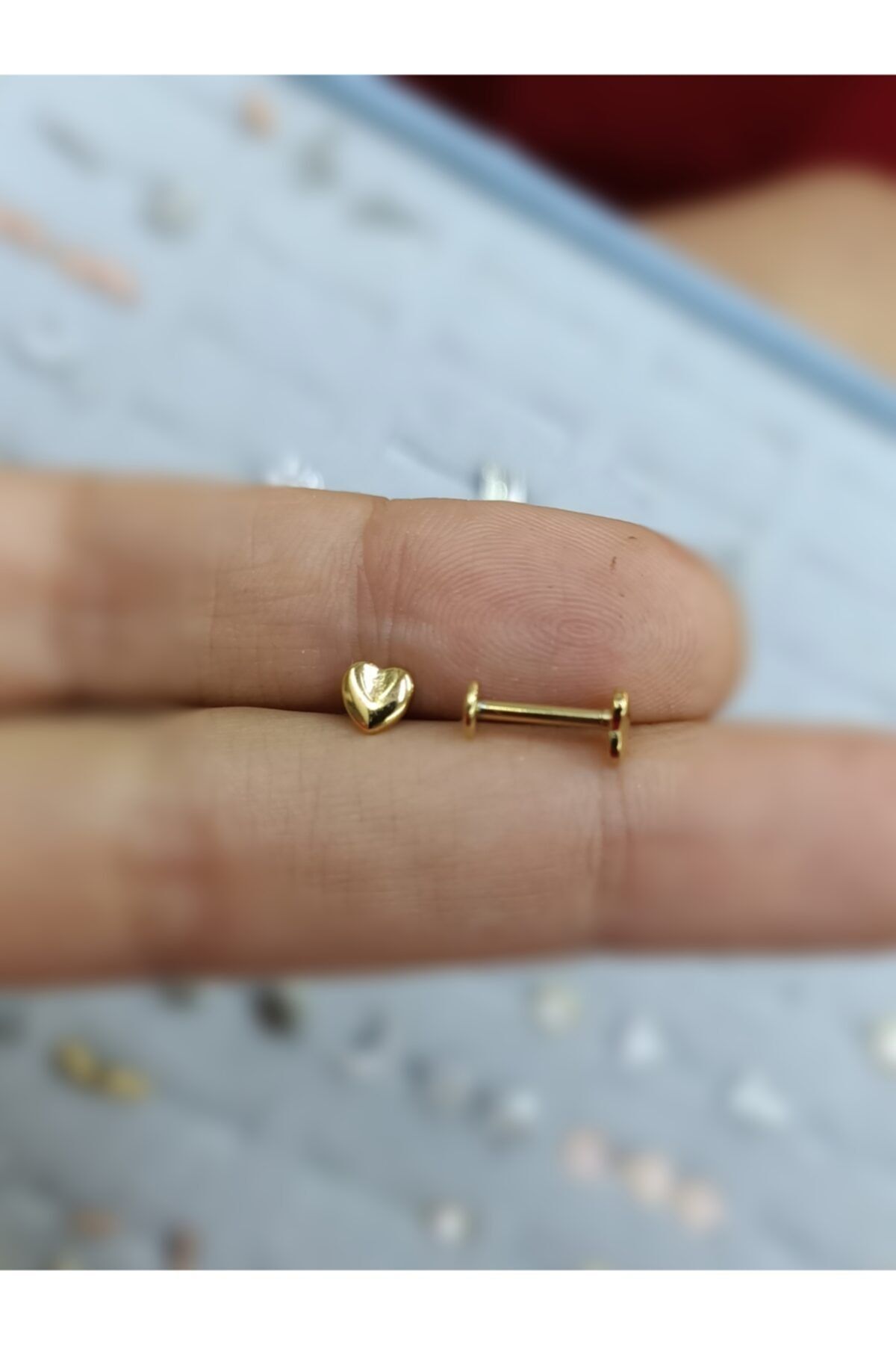 Arescollection Cerrahi Çelik Gold Kalp Tragus Piercingi