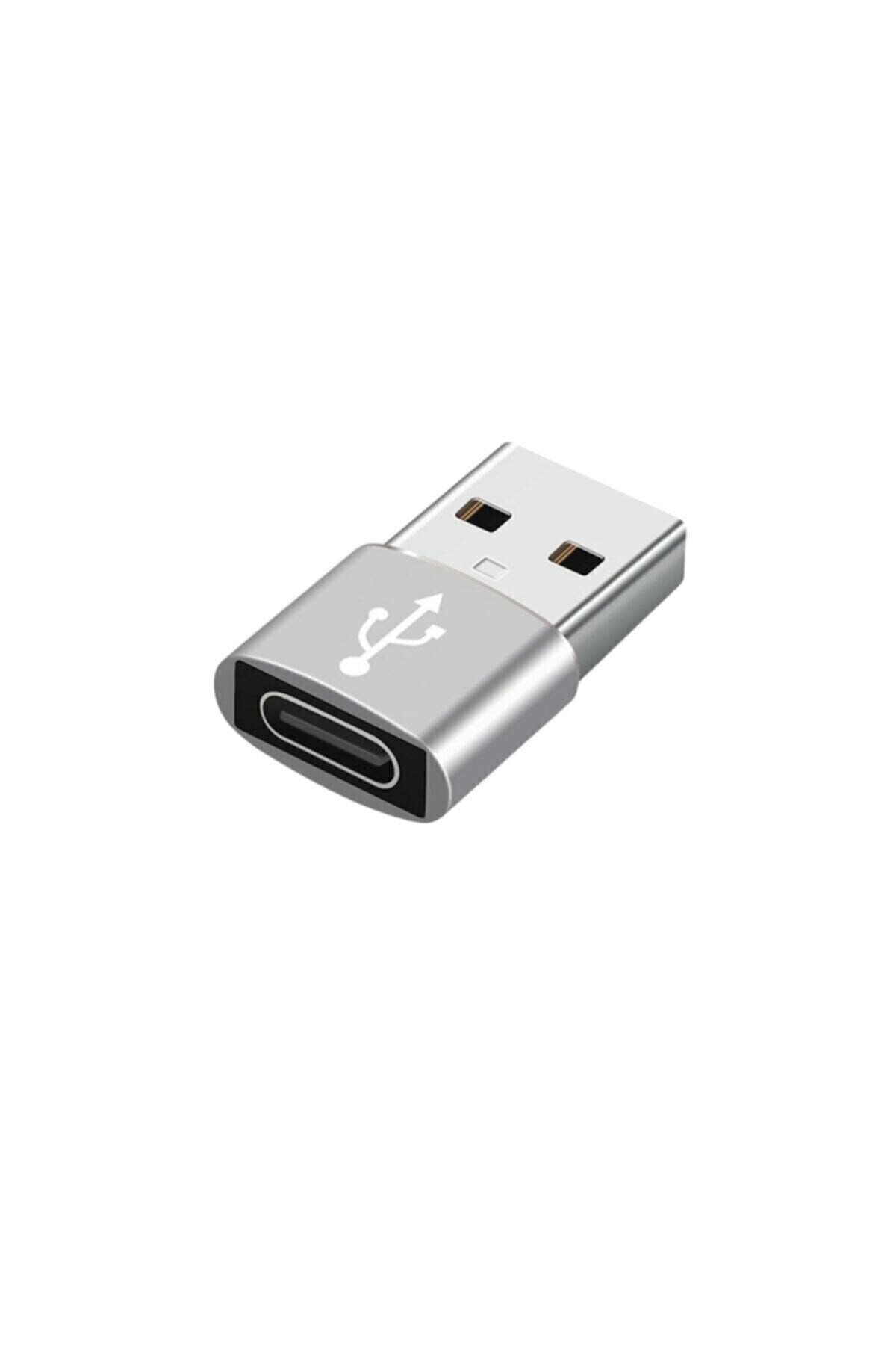 Streak Erkek Usb To Dişi Type-c Çevirici Data Otg Adaptör Dönüştürücü - Gümüş
