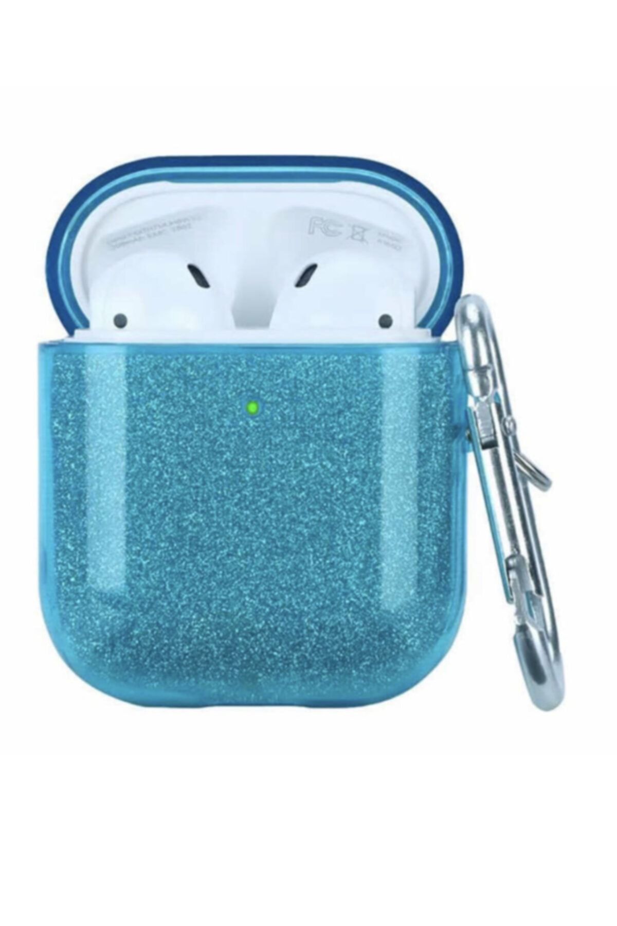 Teknozan Sevimli Simli Apple Mavi 1.ve 2. Nesile Uygun Airpods Uyumlu Kılıfı
