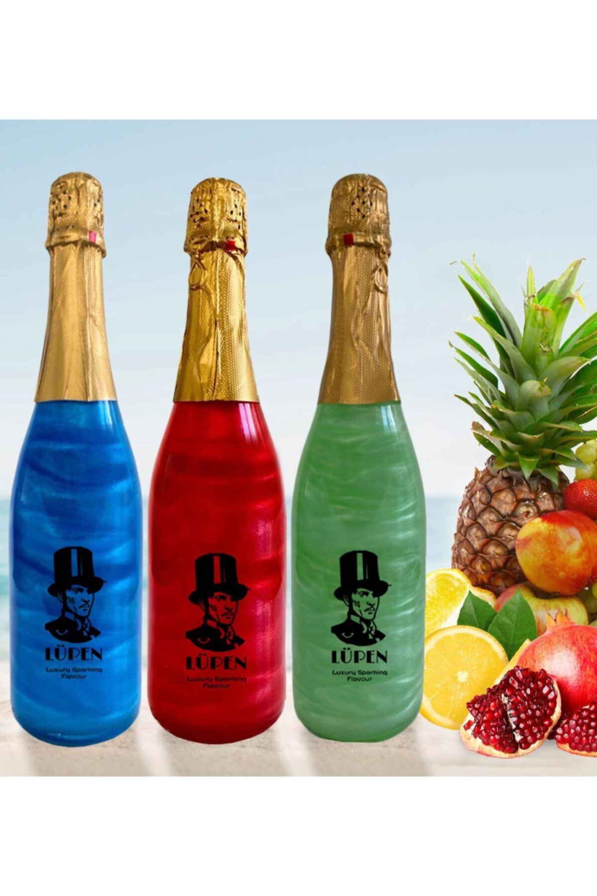 Lüpen Simli Tropik Meyve Nar Nane Limon Aromalı Gazlı İçecek 3 Adet