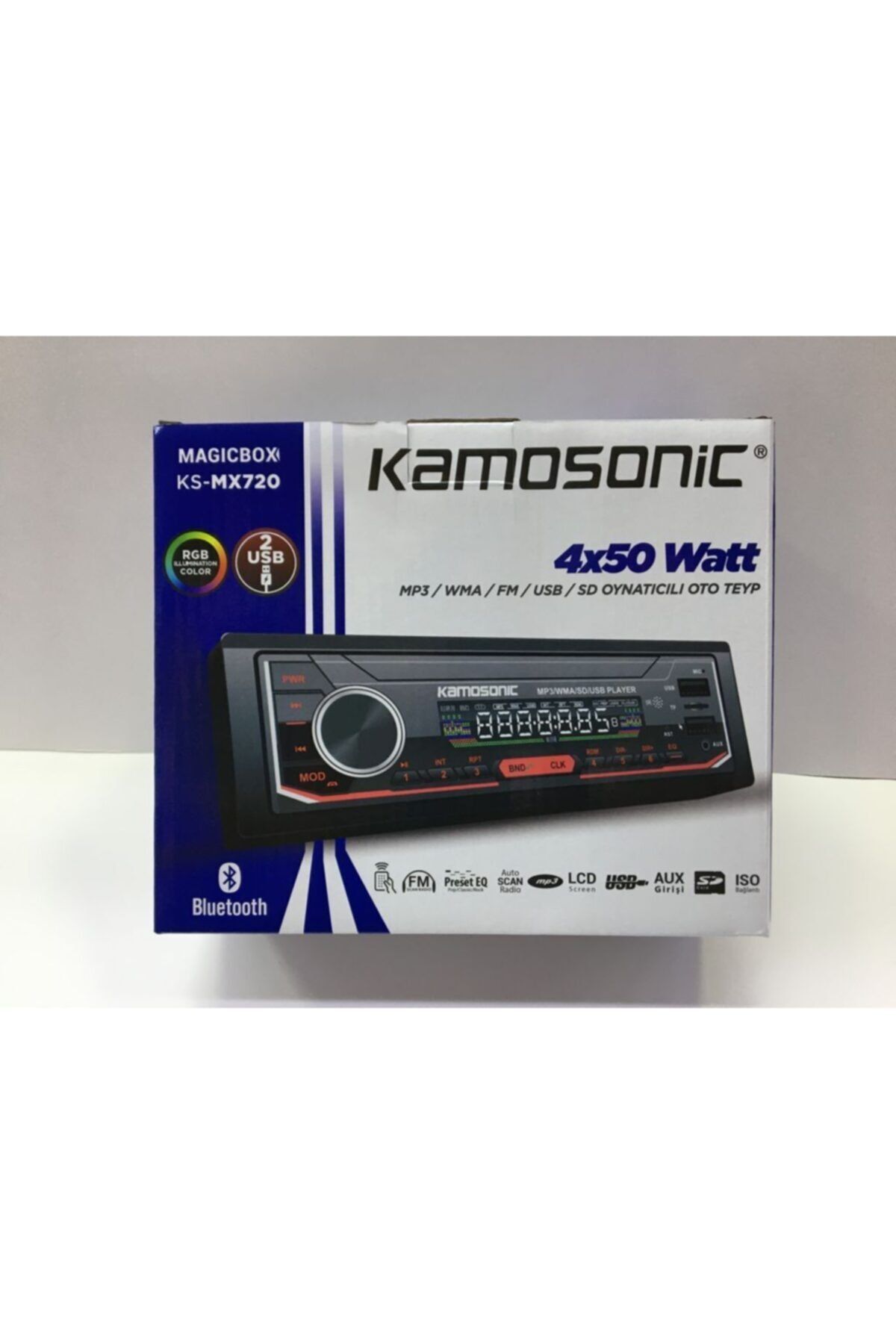 Kamosonic Ks-mx720 Oto Teyp Çift Usb Sd Kart Aux Bluetooth Amfi Çıkışı