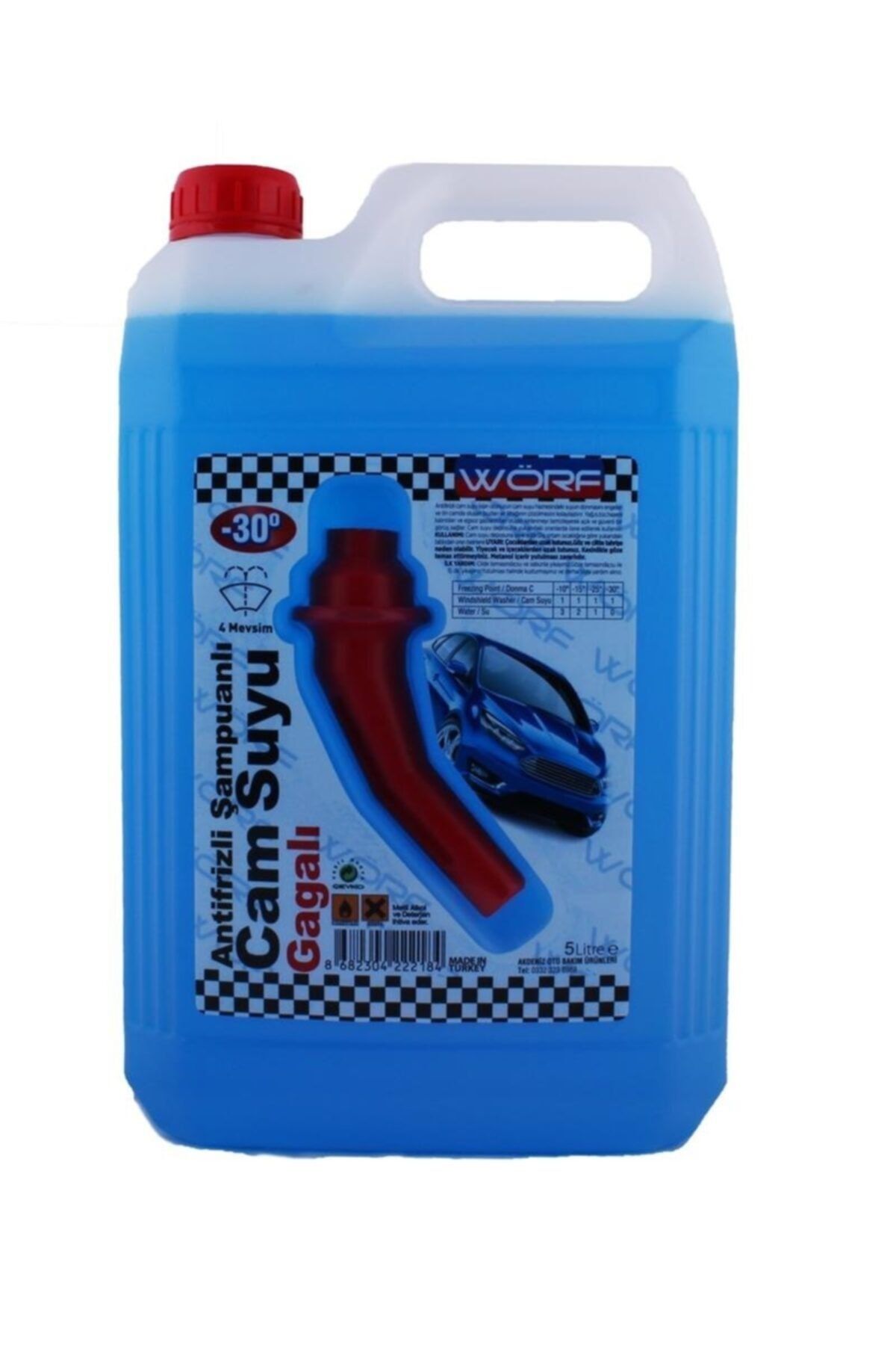 WÖRF Kışlık Oto Cam Suyu 5 Litre 30 °c Antifirizli Gagalı Bidon