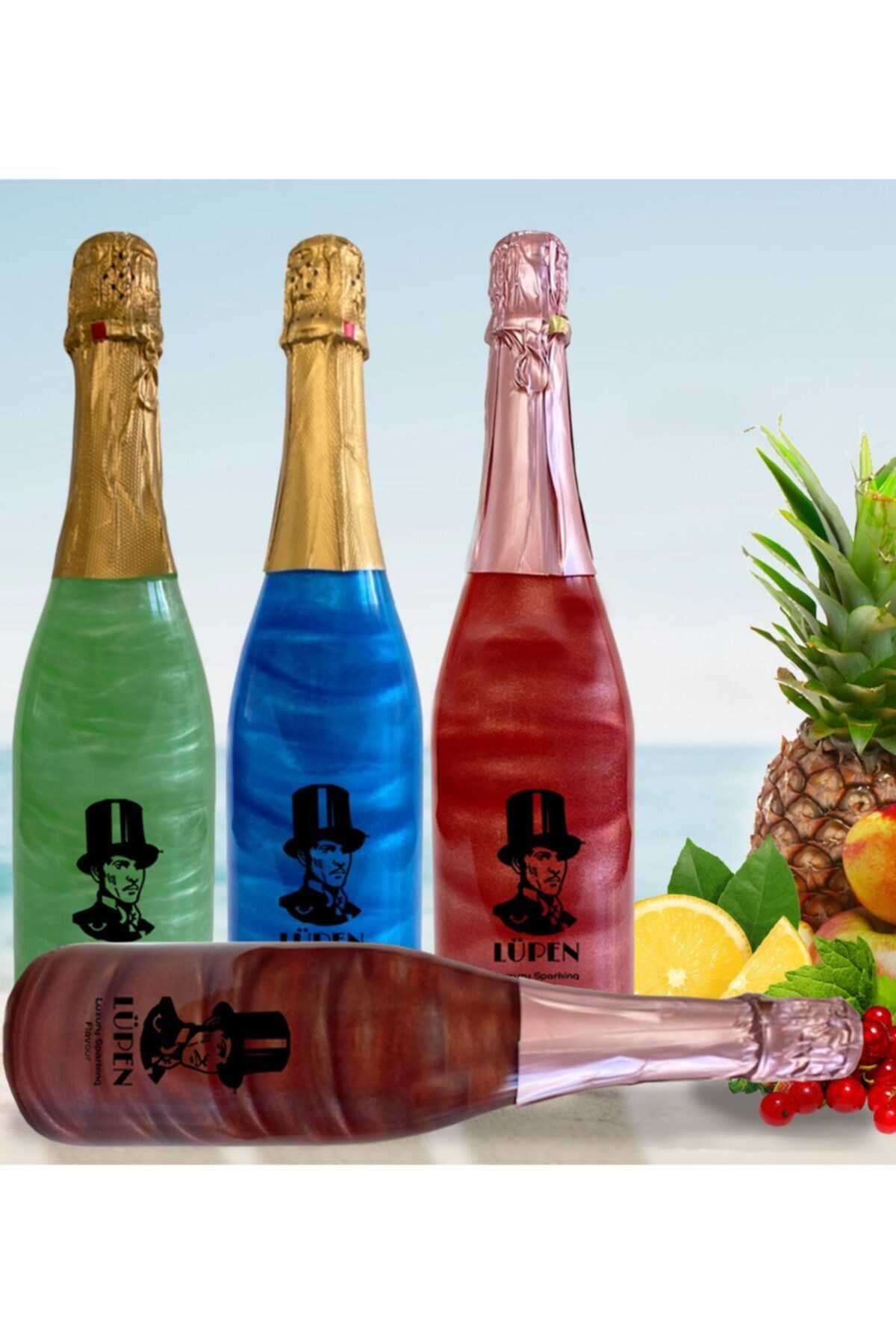 Lüpen Simli Lux Tropik Meyve Nane Limon Frenk Üzümü Karadut Aromalı 750 Ml Gazlı İçecek 4 Adet