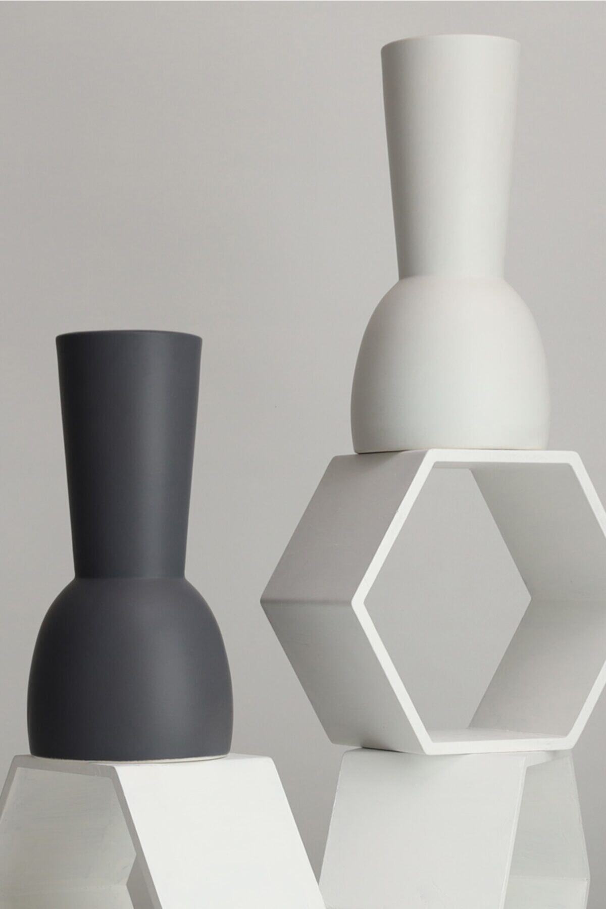 Beige & Stone Venessa Antrasit Vazo Dekoratif Obje