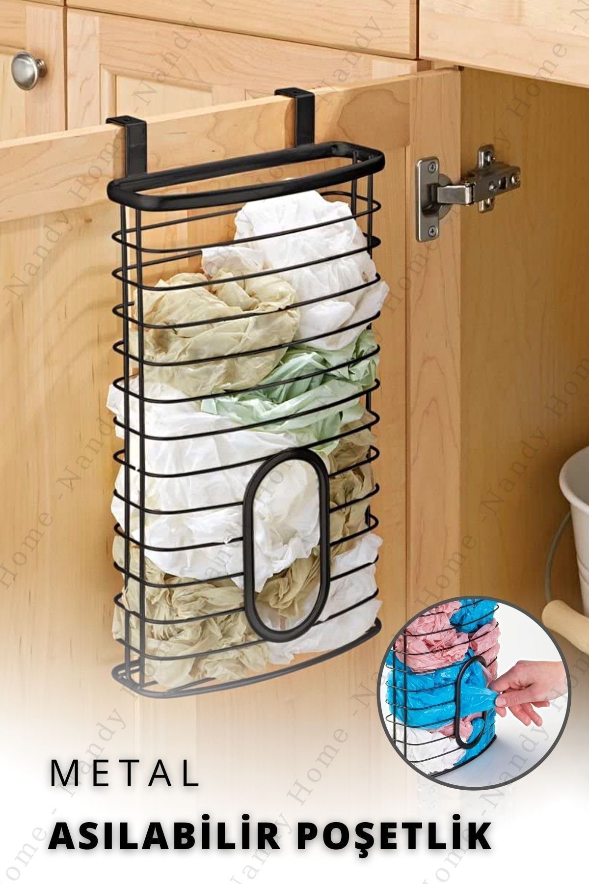 Nandy Home Dolap İçi Asılabilir Metal Poşetlik