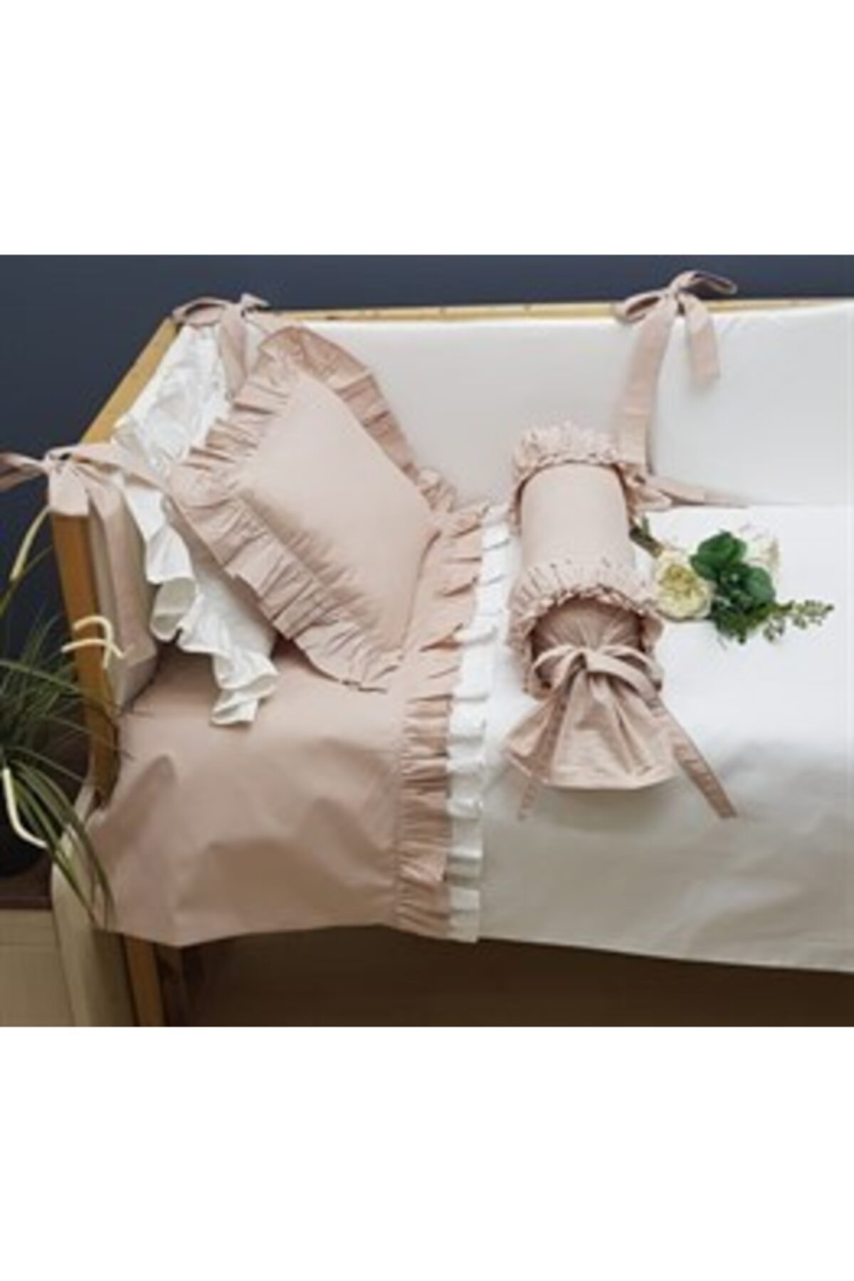 AYZEN HOME - Fırfırlı Pudra Beyaz Nevresim Takımı