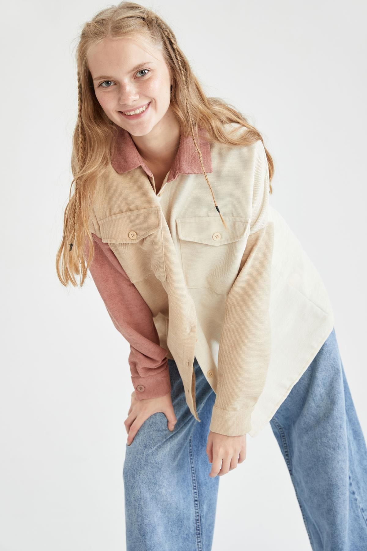 DeFacto Oversize Fit Renk Bloklu Gömlek Tunik